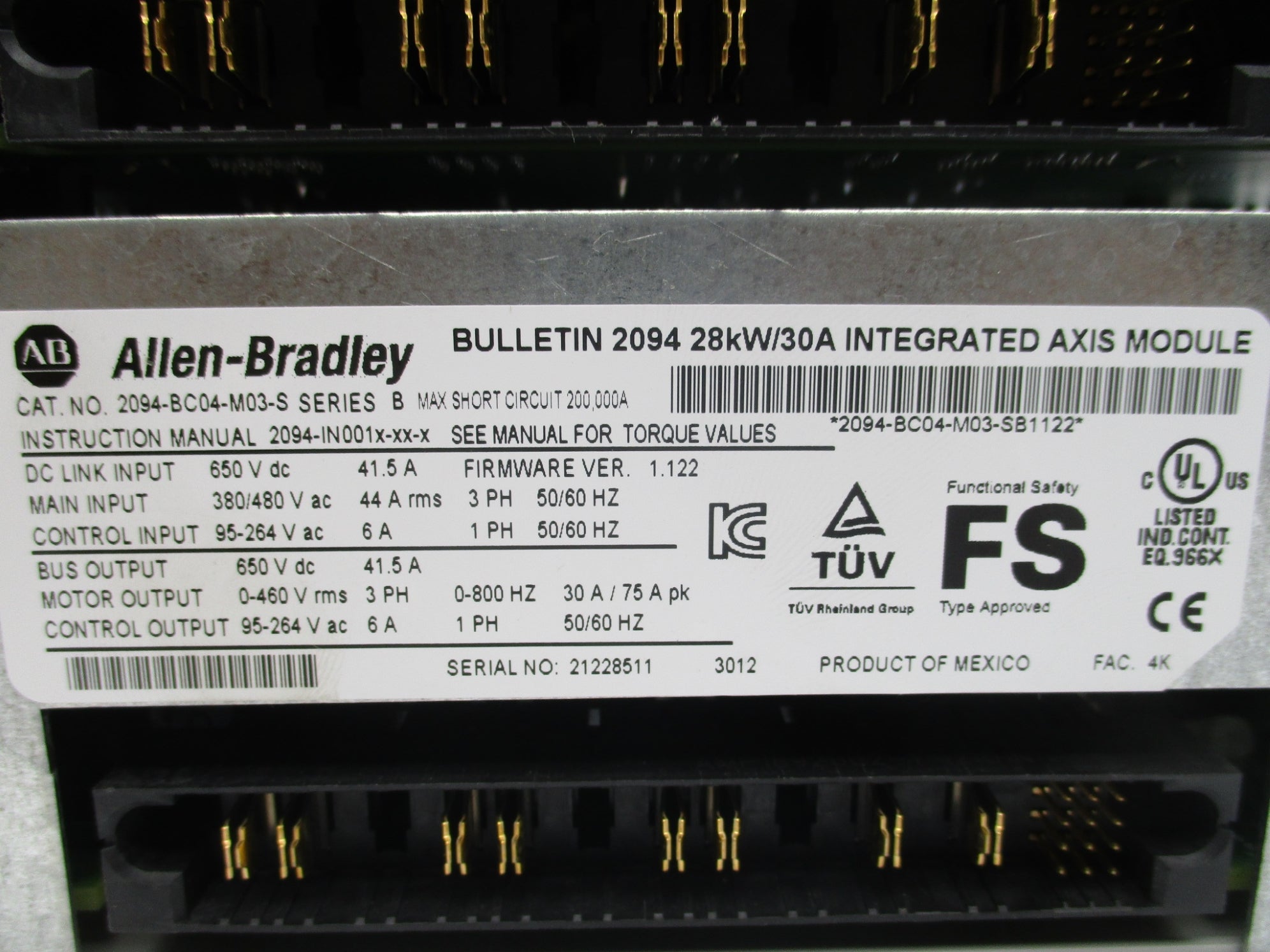 ALLEN BRADLEY 2094-BC04-M03-S SER. B F/W 1.122 NSMP