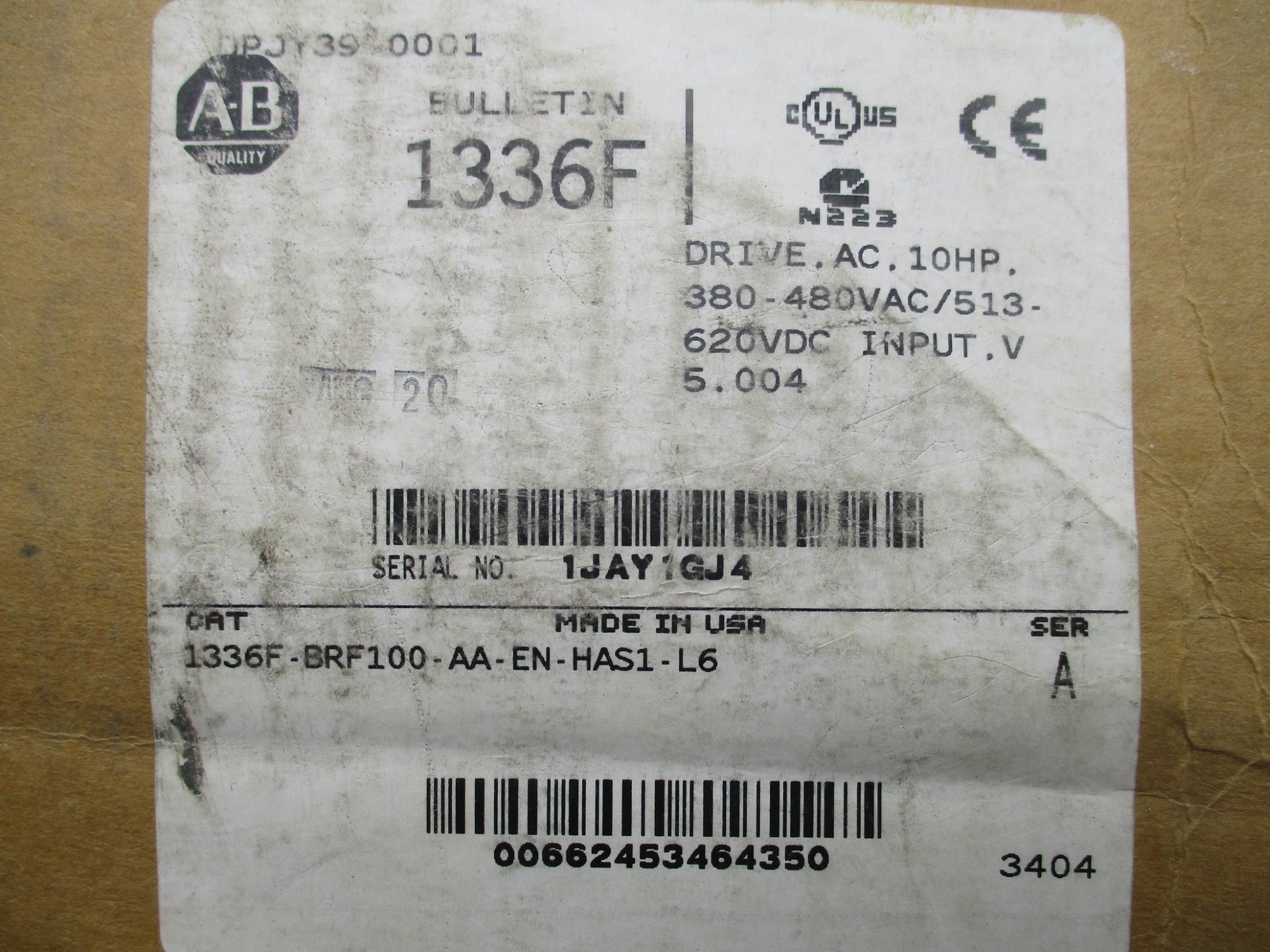 ALLEN BRADLEY 1336F-BRF100-AA-EN-HAS1-L6 SER. A NSMP