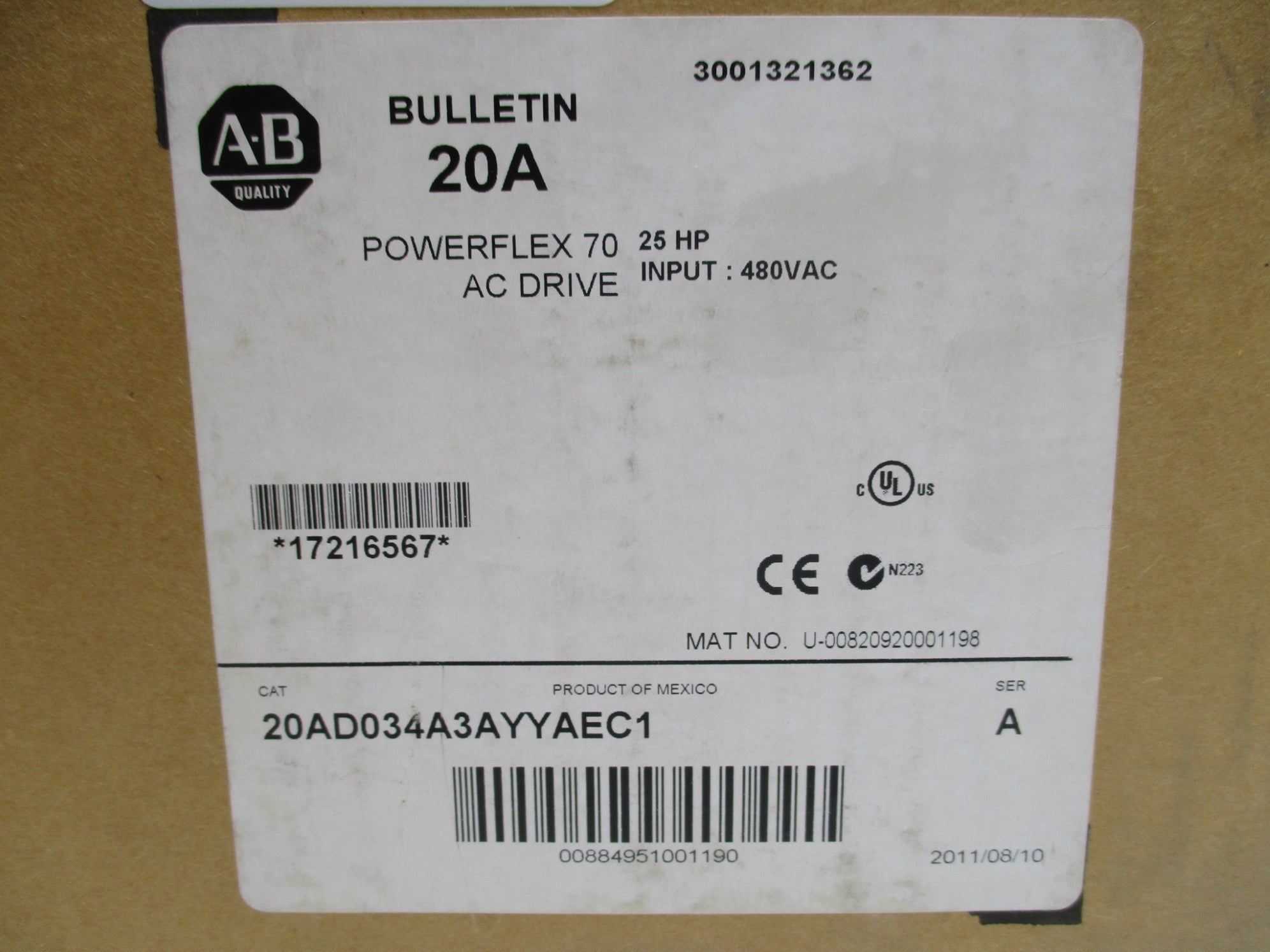 INDUSTRIAL SPARE PART 20AD034A3AYYAEC1 SER. A F/W. 5.001 NSMP