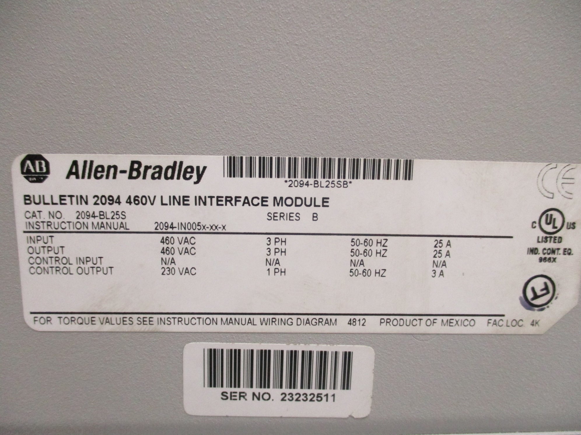 ALLEN BRADLEY 2094-BL25S SER. B UNMP