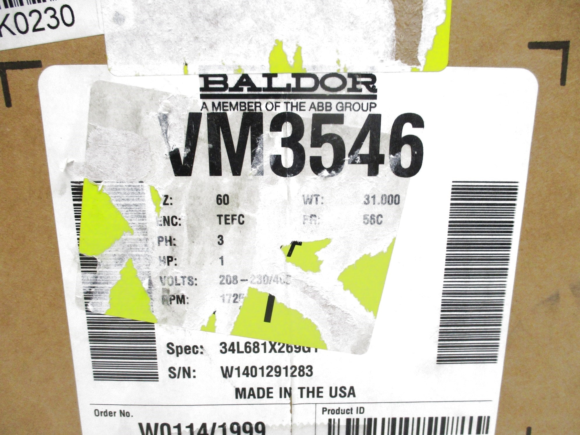 BALDOR VM3546 NSMP