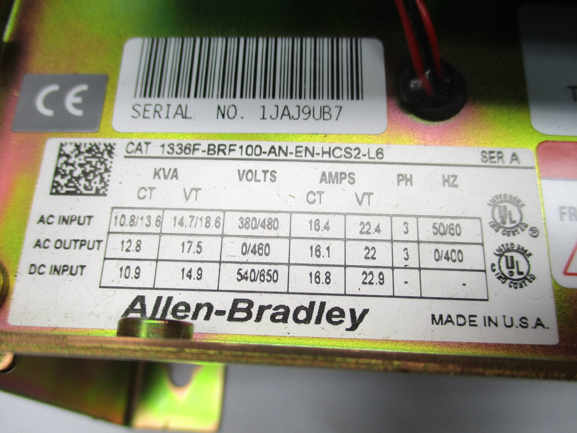 ALLEN BRADLEY 1336F-BRF100-AN-EN-HCS2-L6 SER. A NSMP