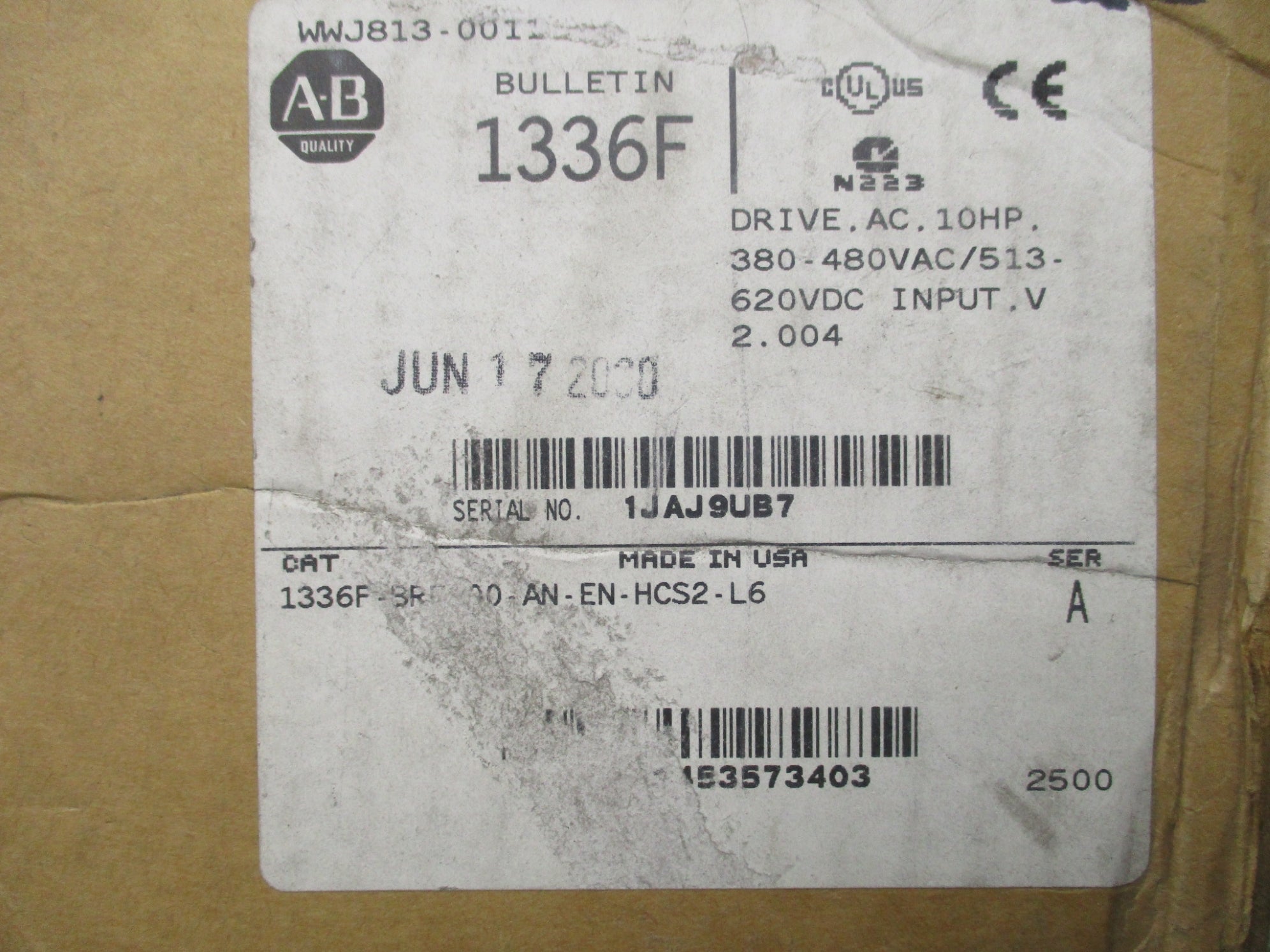 ALLEN BRADLEY 1336F-BRF100-AN-EN-HCS2-L6 SER. A NSMP