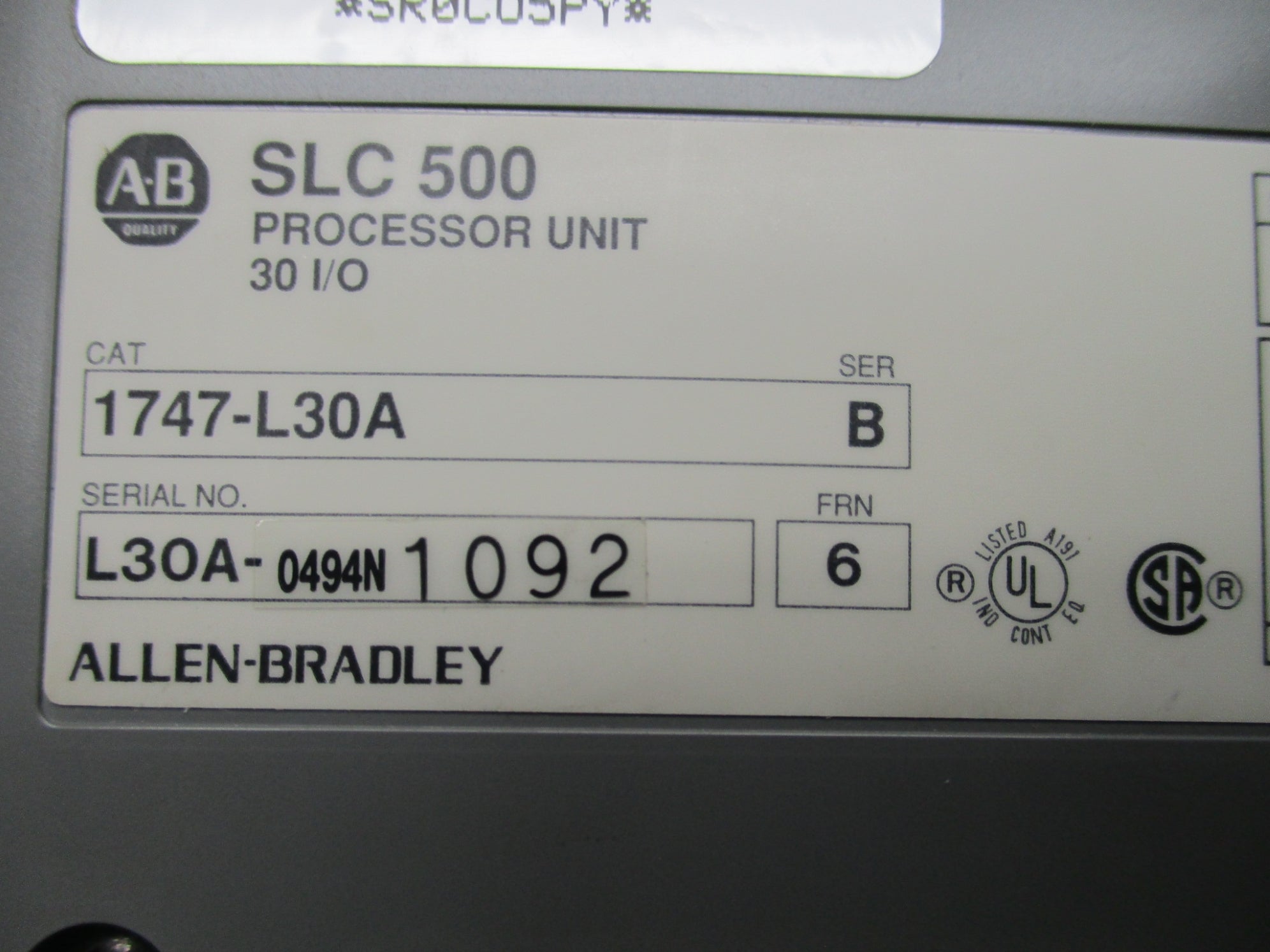ALLEN BRADLEY 1747-L30A SER. B F/W 6 REMAN