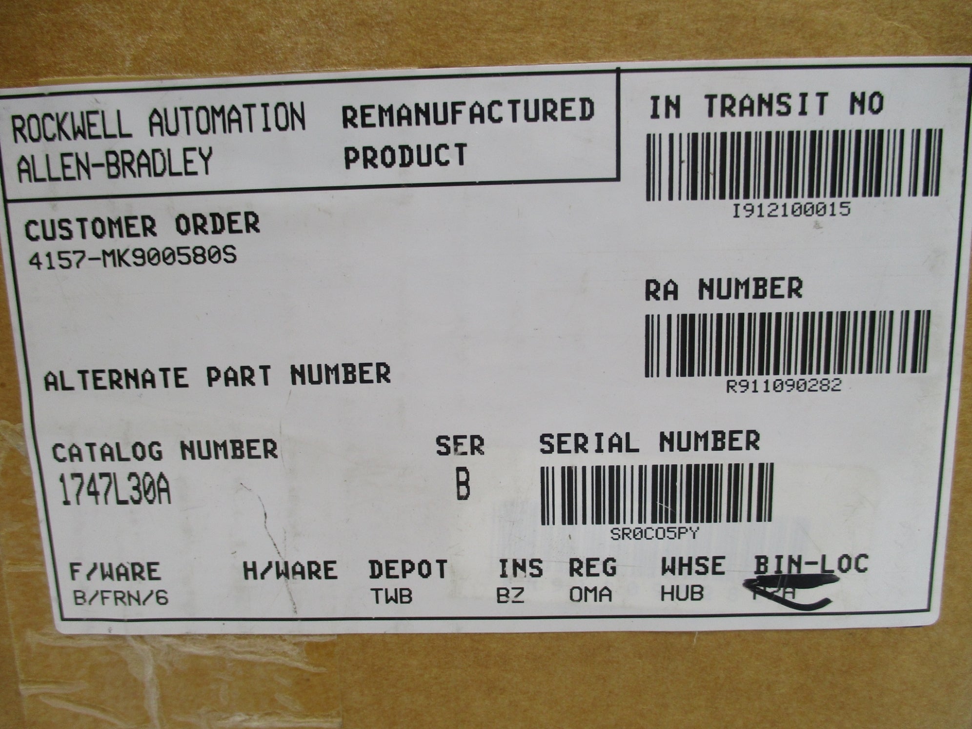 ALLEN BRADLEY 1747-L30A SER. B F/W 6 REMAN