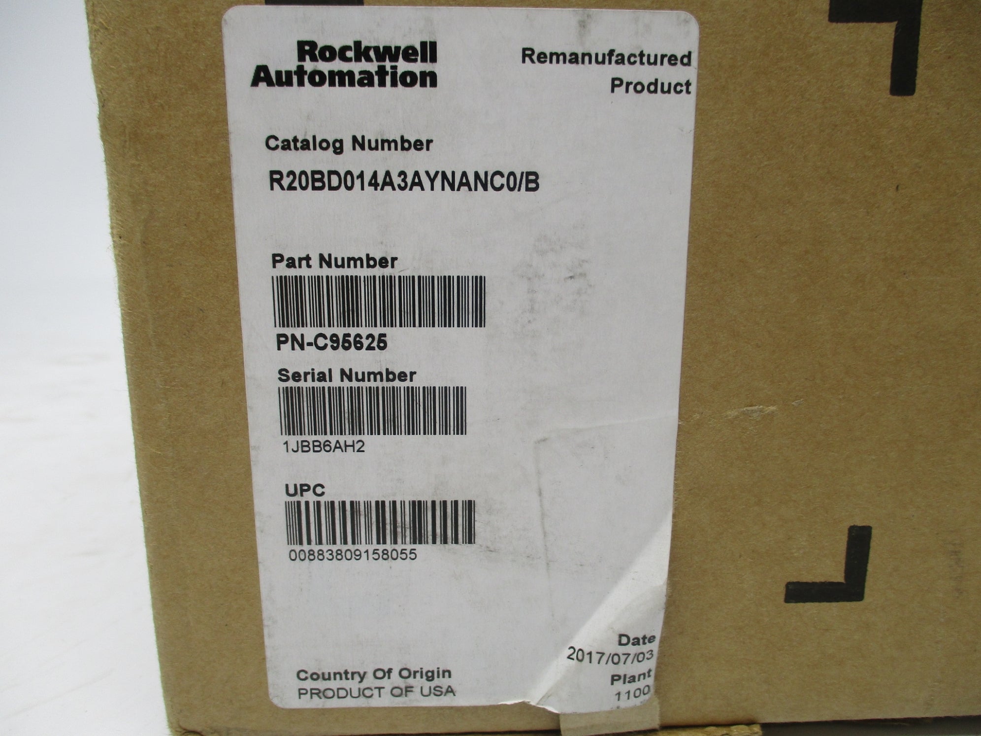 INDUSTRIAL SPARE PART 20BD014A3AYNANC0 SER. B F/W 10.003 REMAN