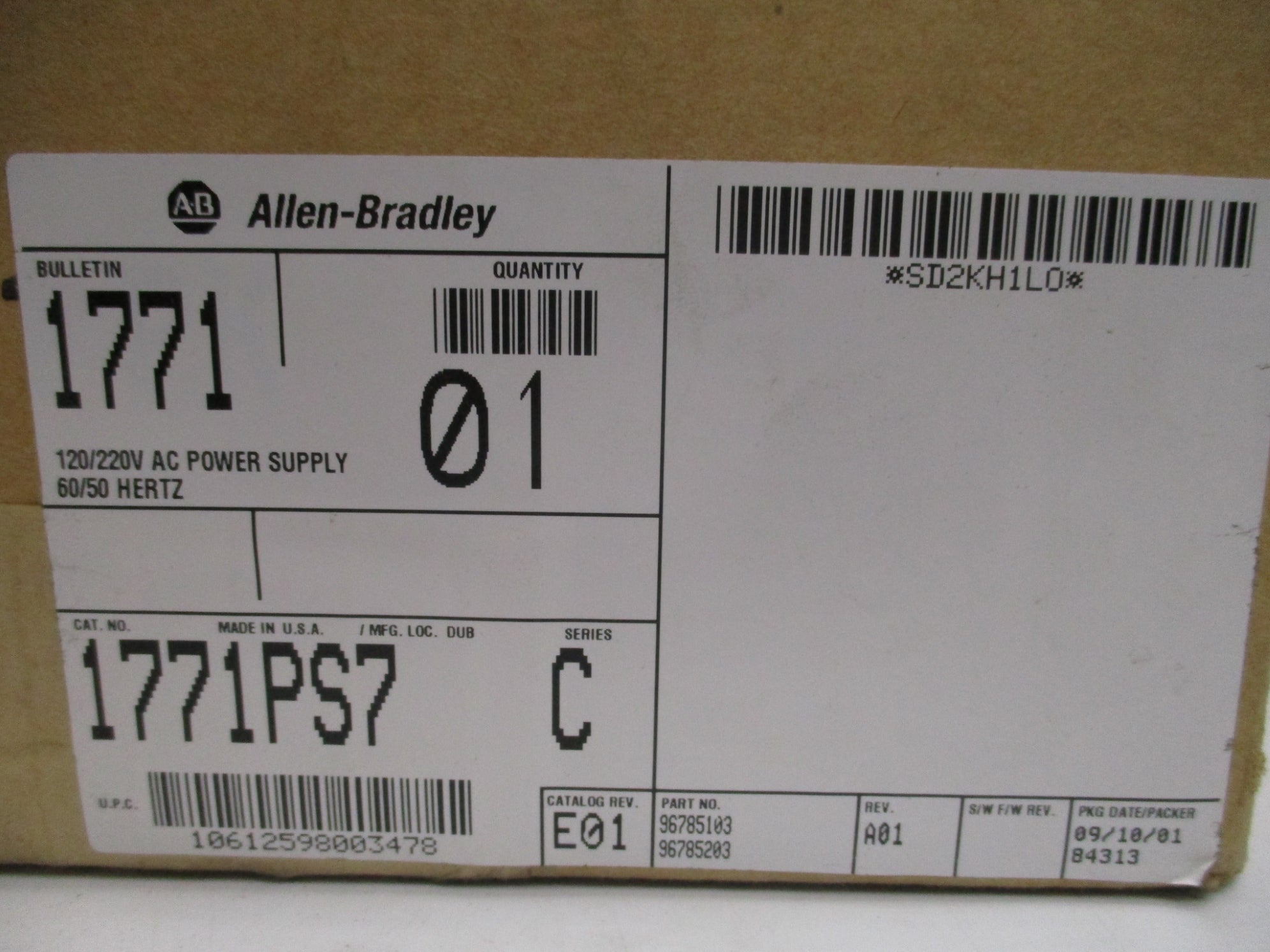 ALLEN BRADLEY 1771-PS7 SER. C NSMP