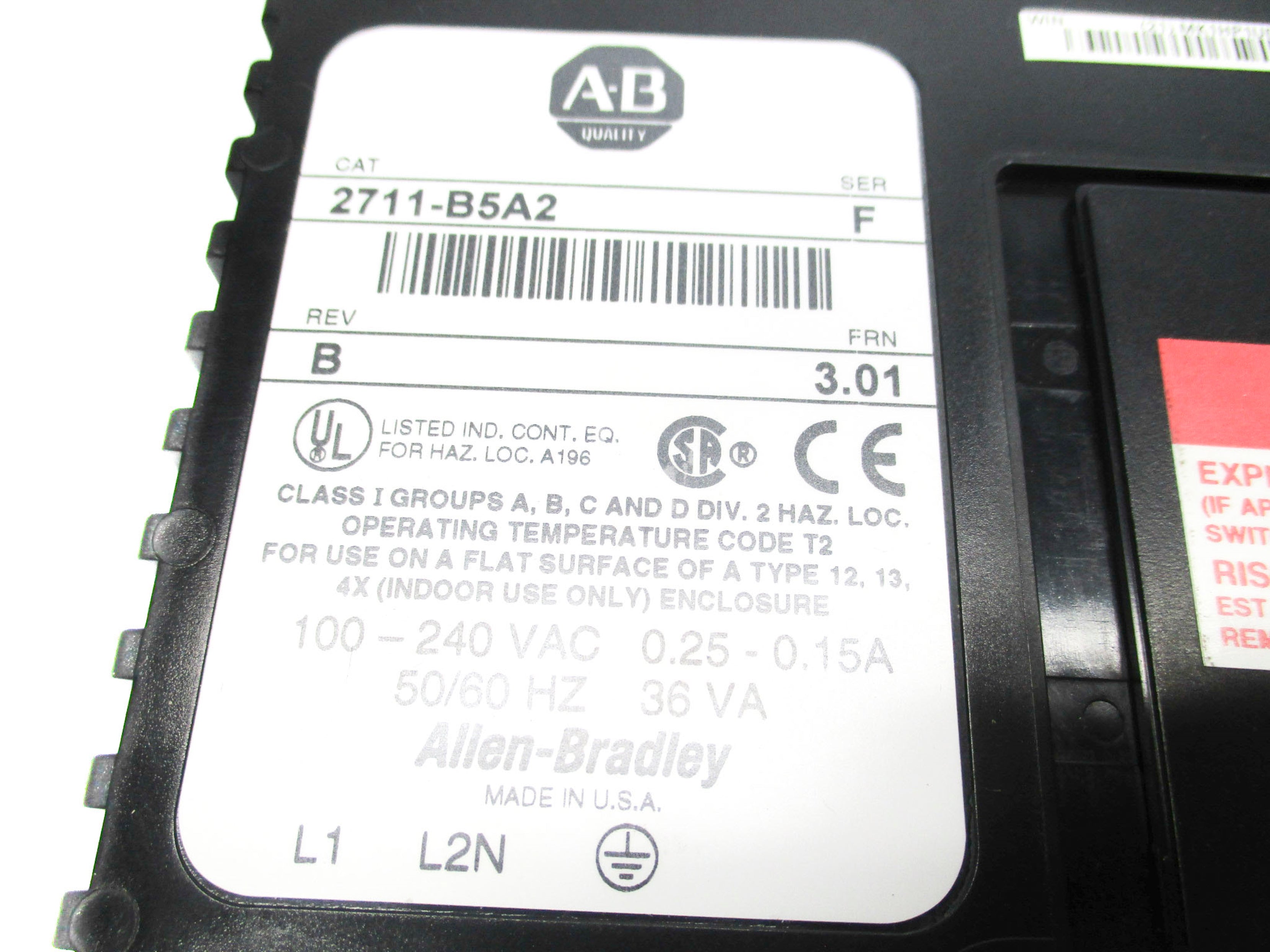 ALLEN BRADLEY 2711-B5A2 SER. F F/W 3.01 NSMP