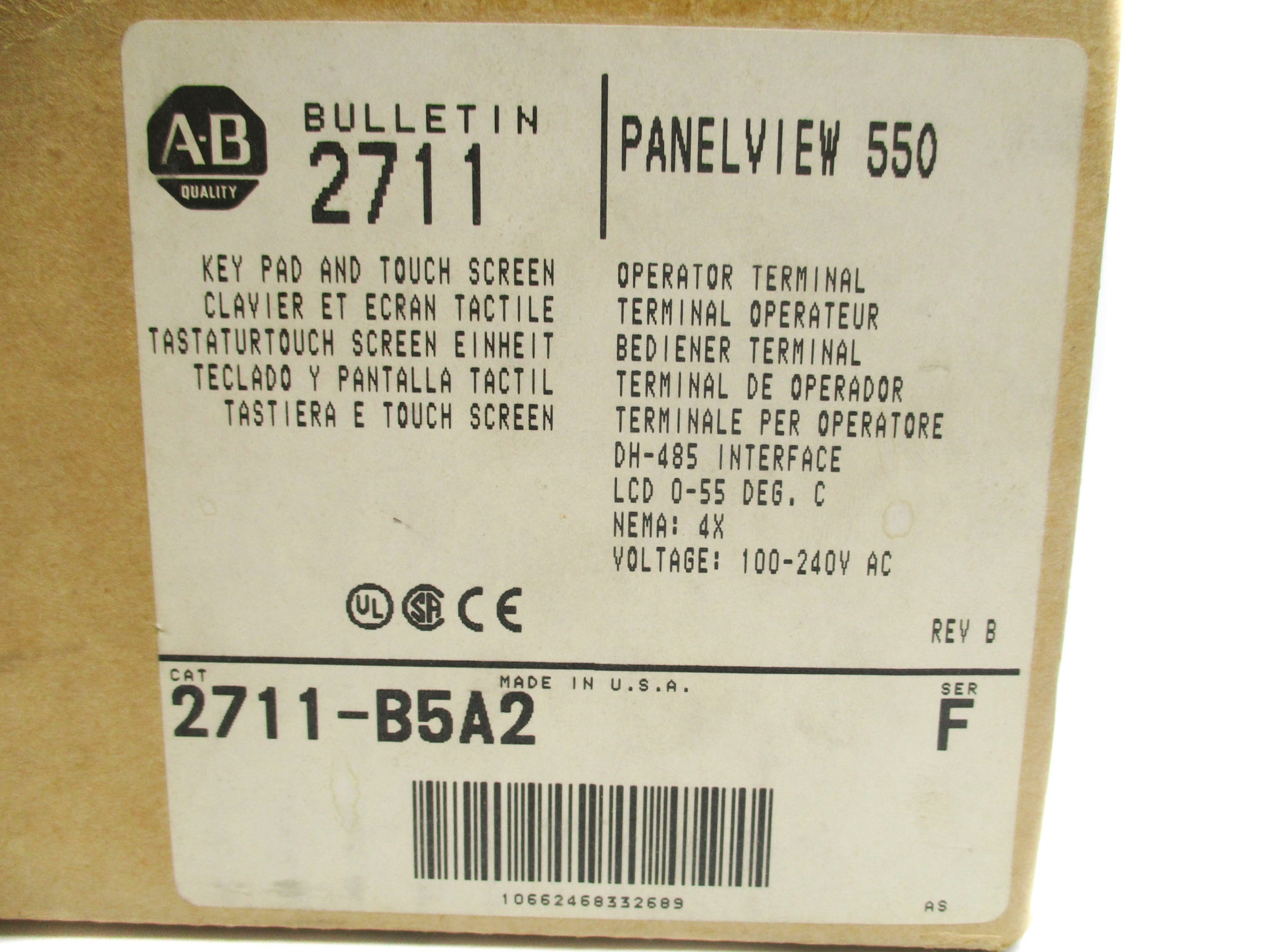 ALLEN BRADLEY 2711-B5A2 SER. F F/W 3.01 NSMP