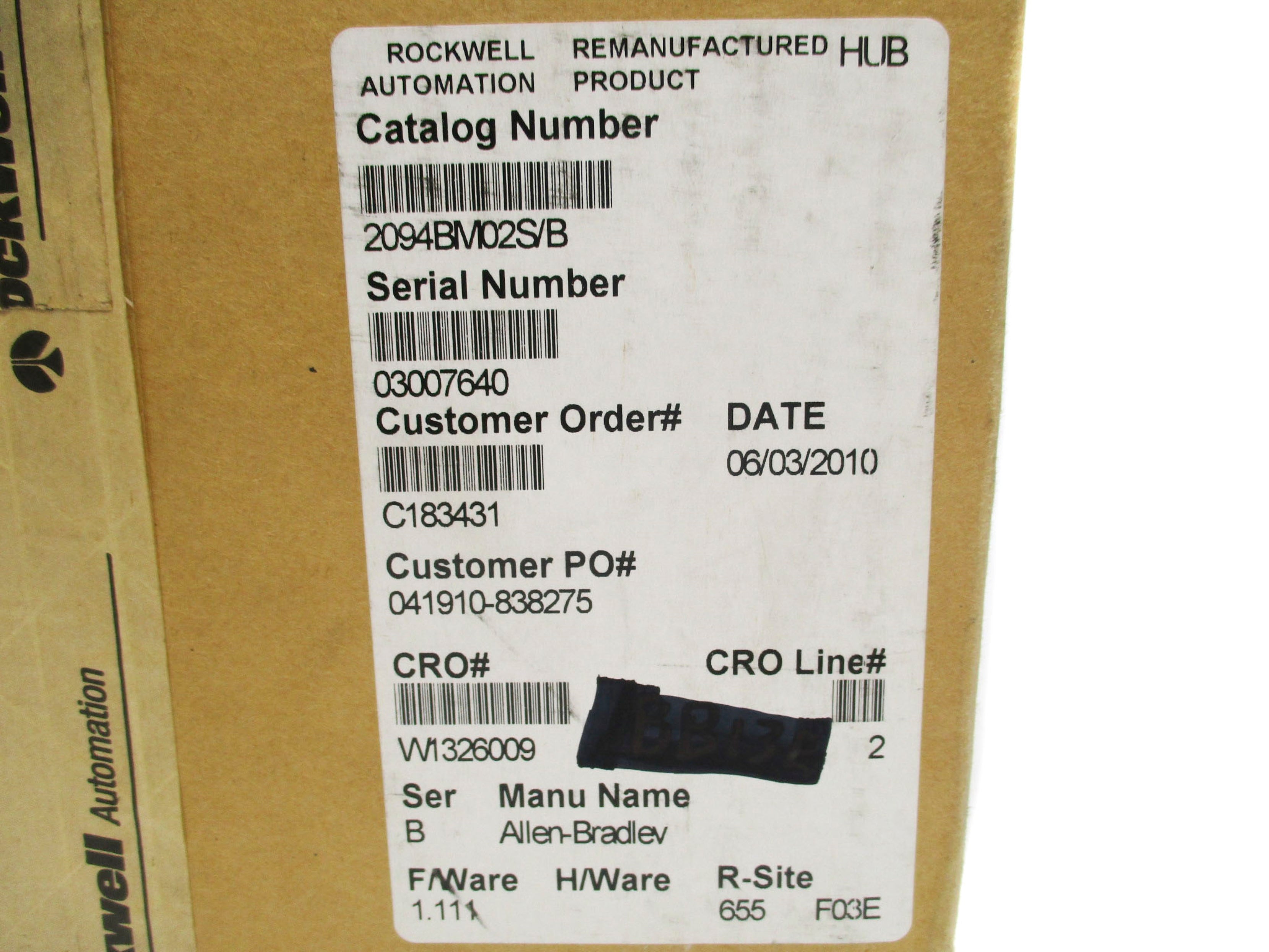 INDUSTRIAL SPARE PART 2094-BM02-S SER. B F/W 1.111 REMAN