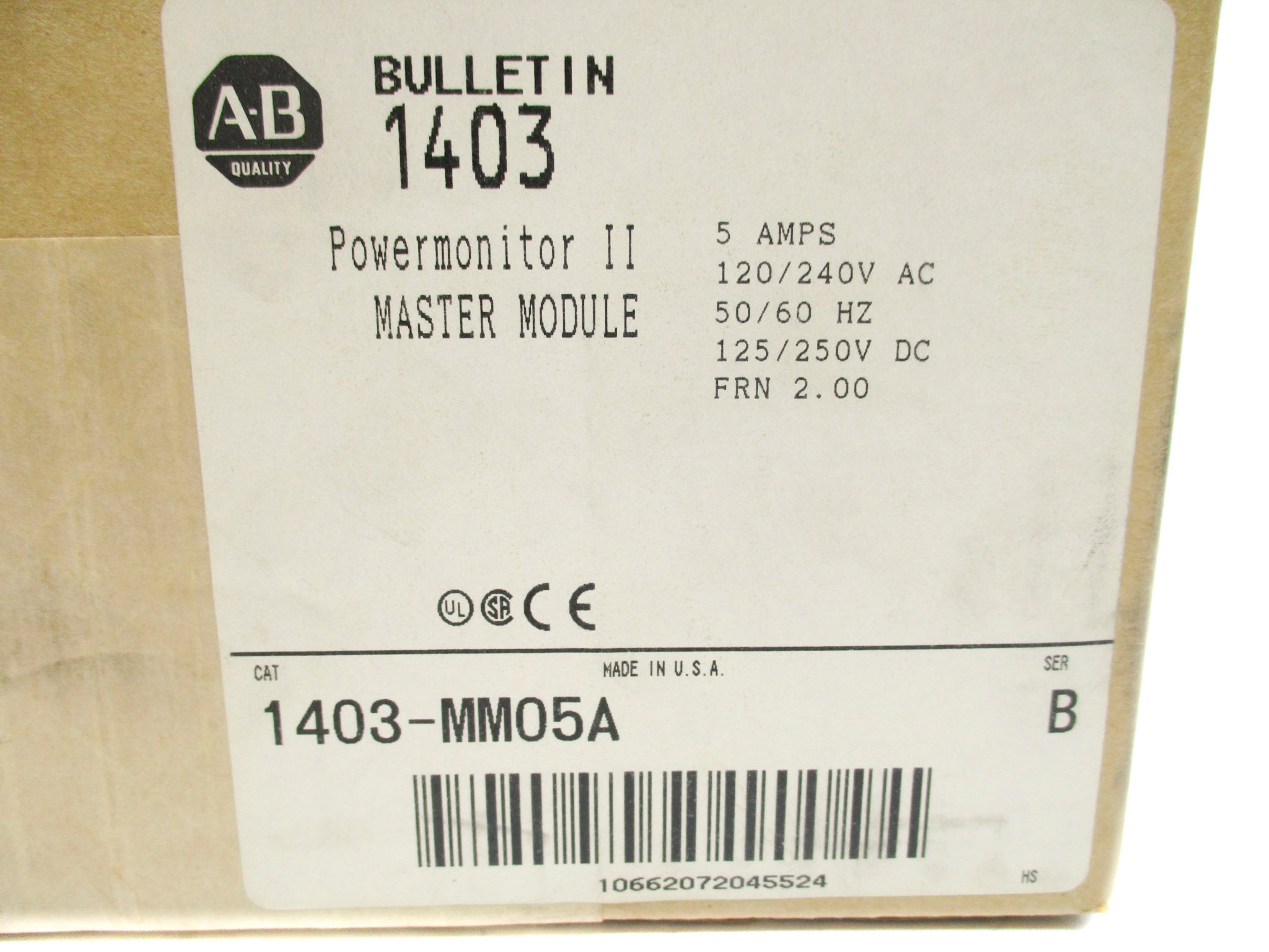 ALLEN BRADLEY 1403-MM05A SER. B F/W 2.00 NSMP