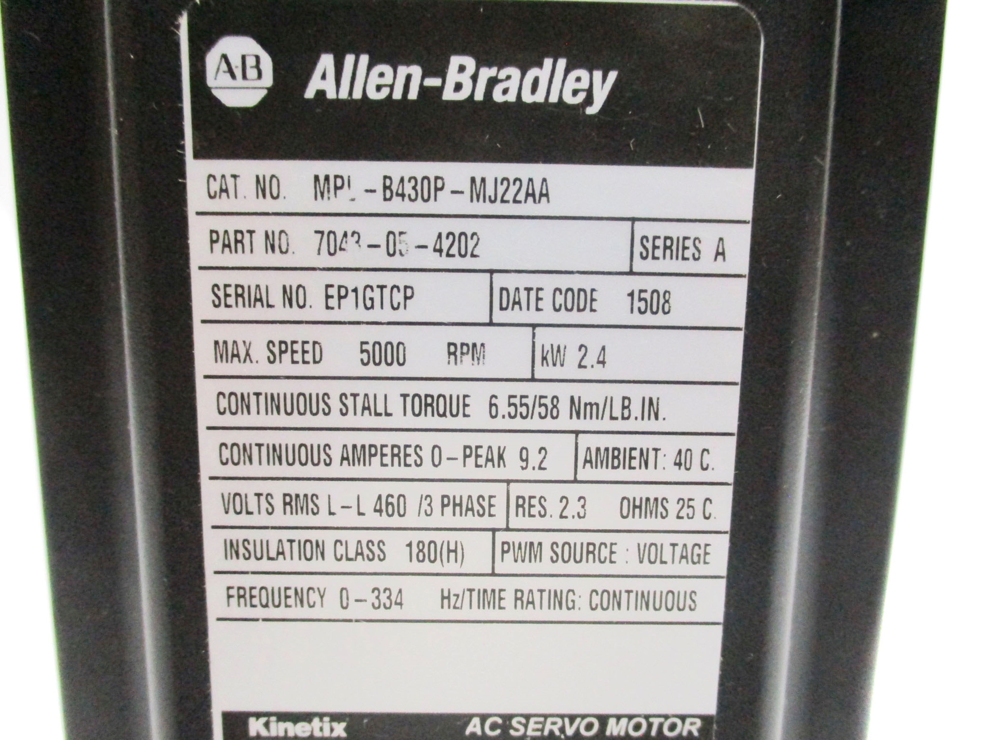 ALLEN BRADLEY MPL-B430P-MJ22AA SER. A NSMP