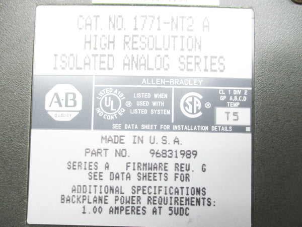 ALLEN BRADLEY 1771-NT2 SER. A F/W G UNMP