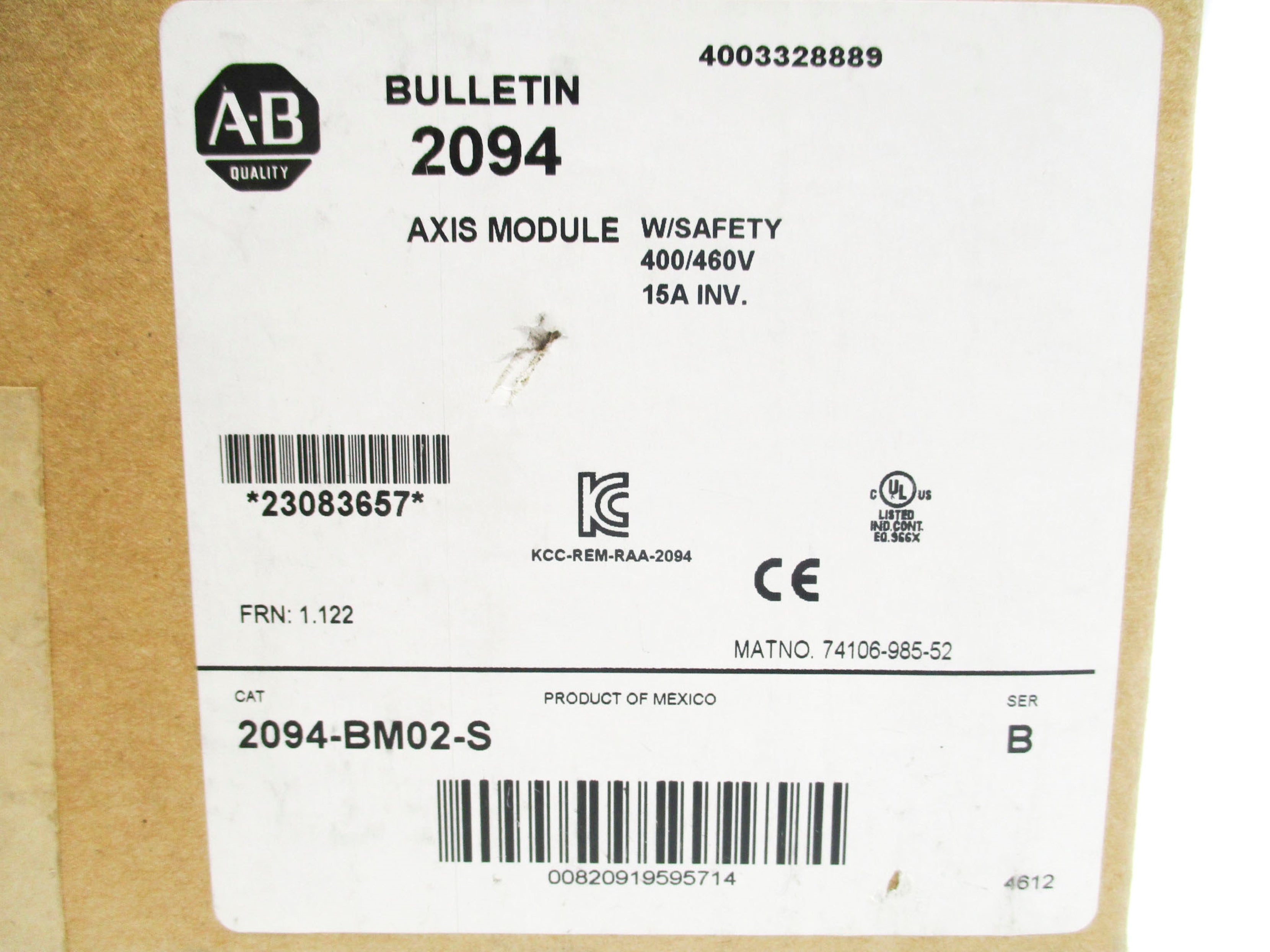 ALLEN BRADLEY 2094-BM02-S SER. B F/W 1.122 NSMP