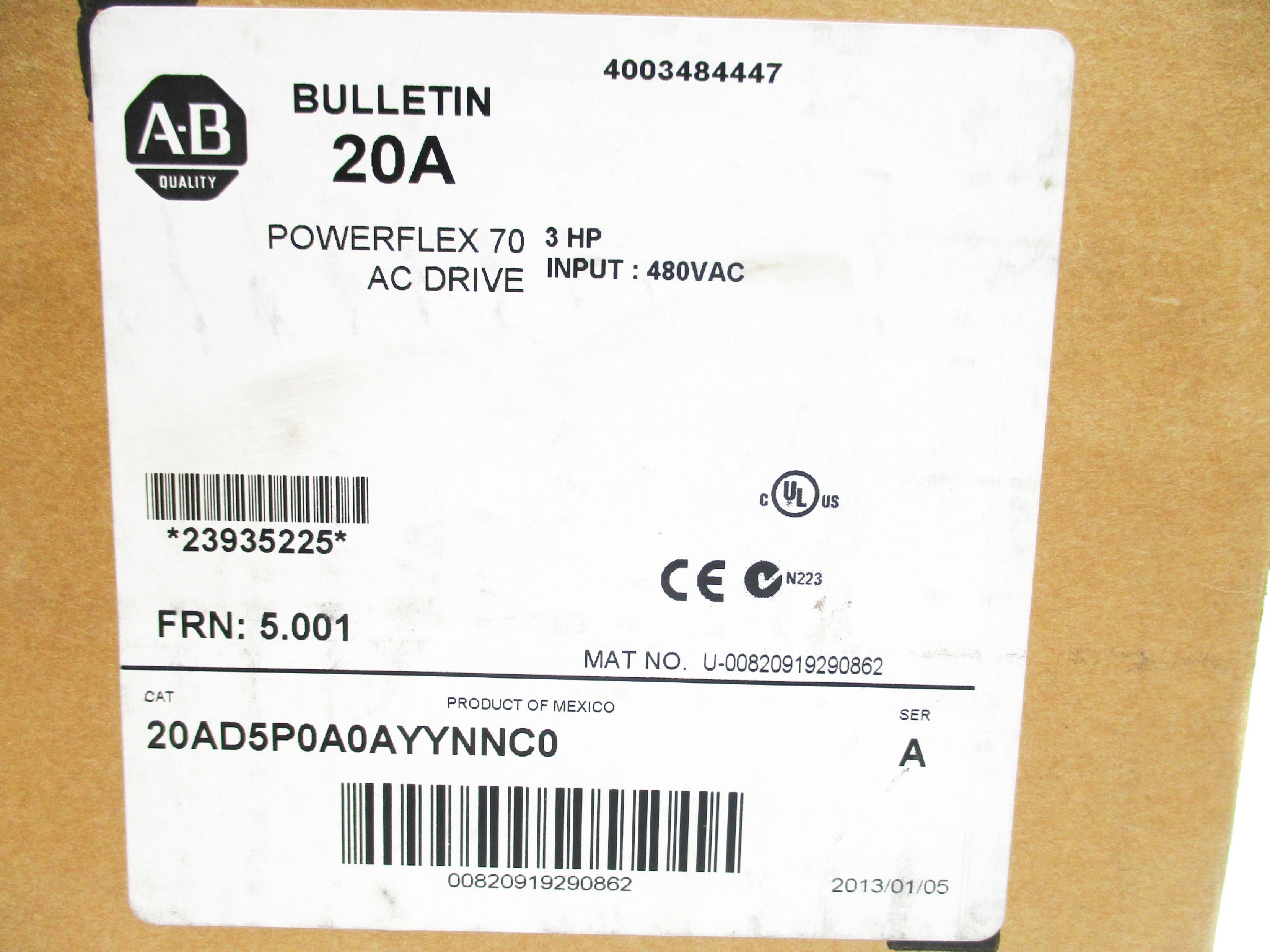 INDUSTRIAL SPARE PART 20AD5P0A0AYYNNC0 SER. C F/W 5.001 DATE:2013 NSMP