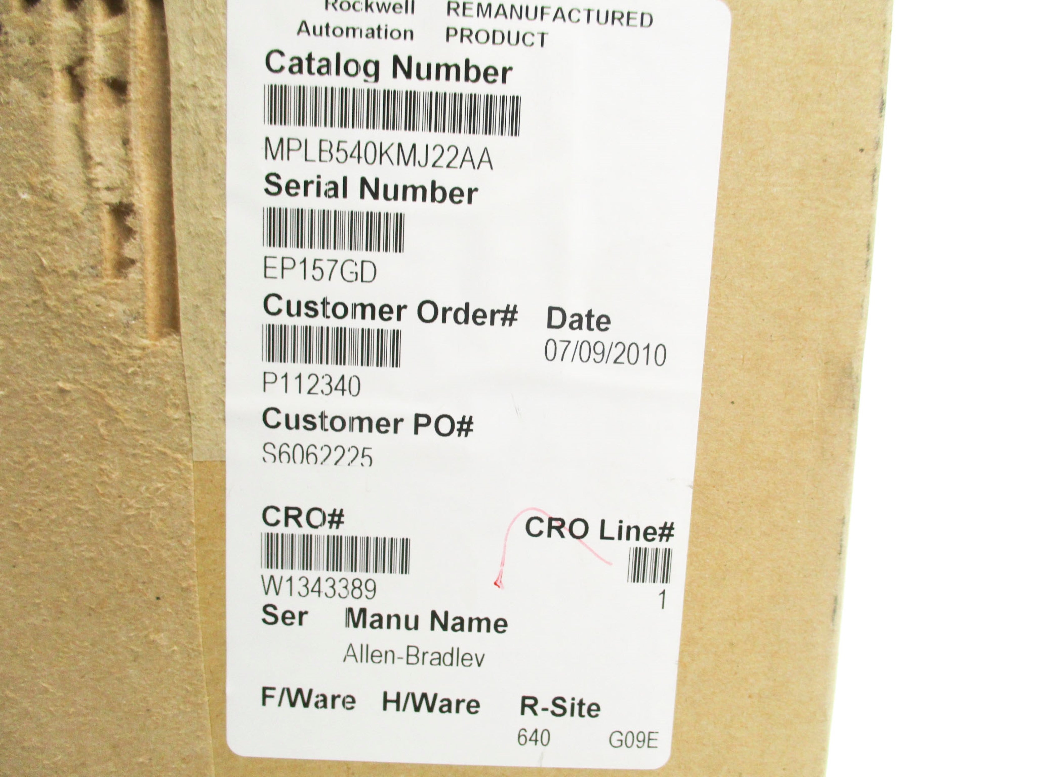 INDUSTRIAL SPARE PART MPL-B540K-MJ22AA SER. A REMAN