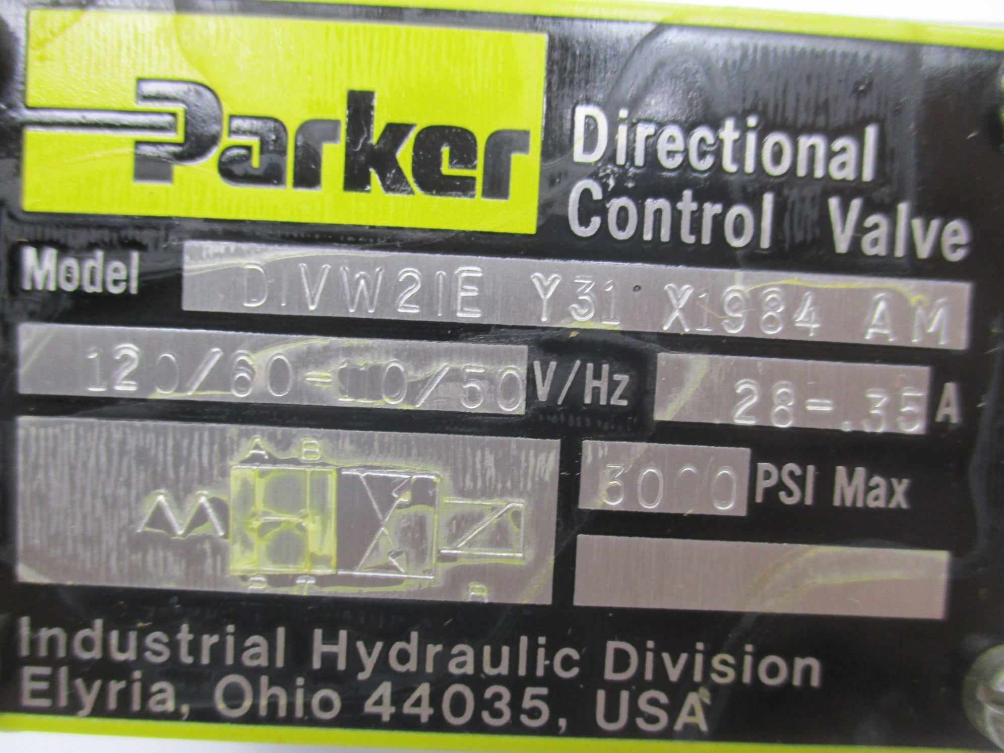 PARKER DIVW2IEY31X1984AM 110/120V 3000PSI NSMP