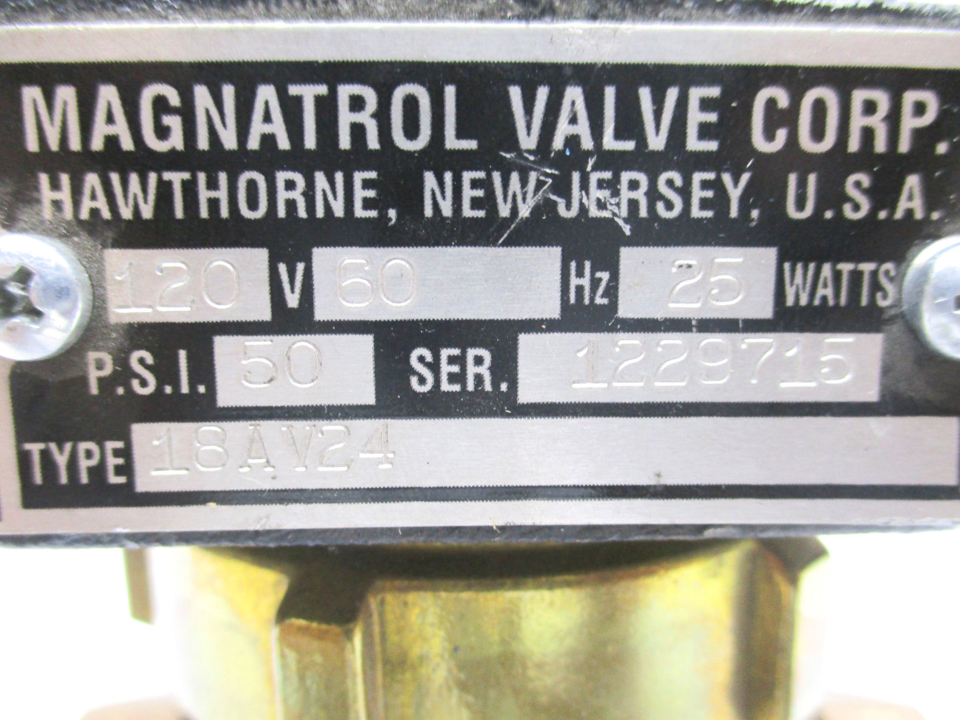 MAGNATROL VALVE 18AV24 120V 50PSI NSNP