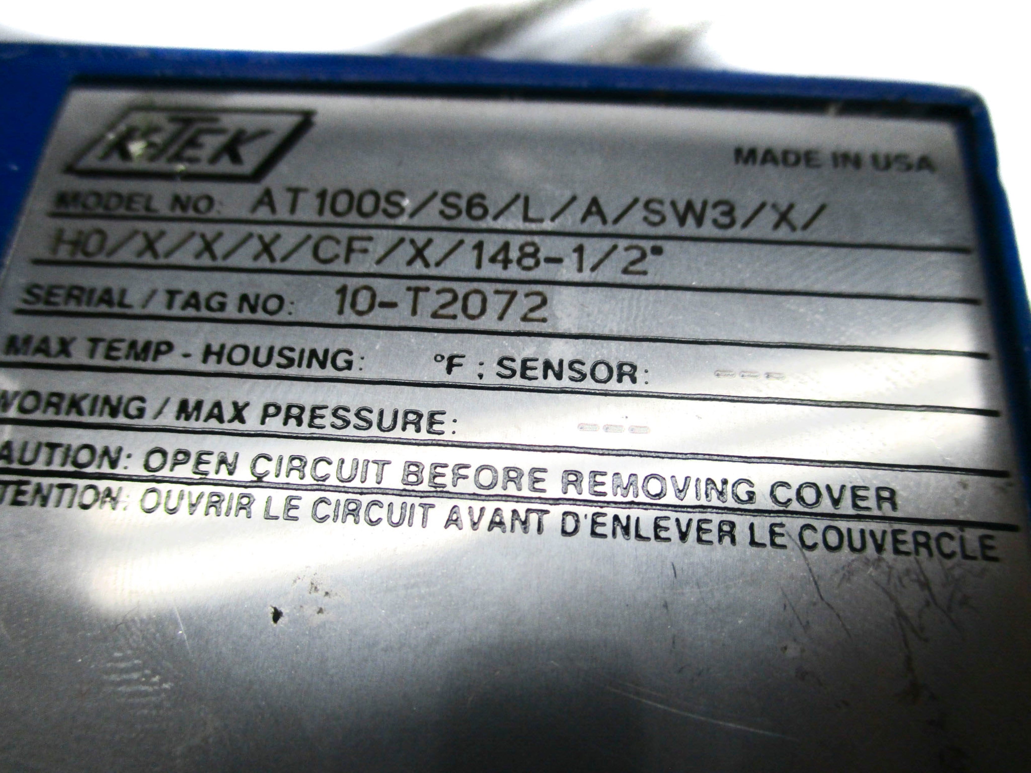 K-TEK AT100S/S6/L/A/SW3/X/H0/X/X/X/CF/X/148-1/2" NSNP