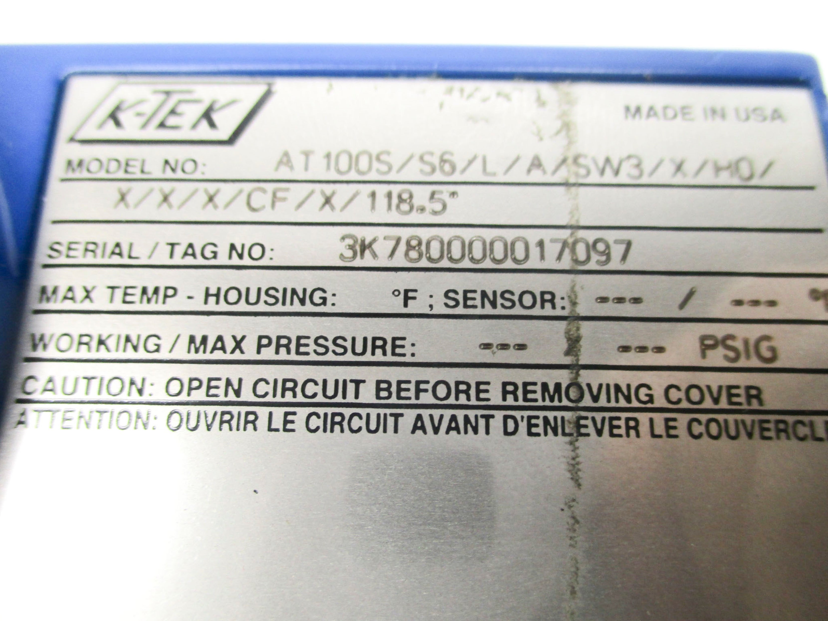 K-TEK AT100S/S6/L/A/SW3/X/H0/X/X/X/CF/X/118.5" NSNP