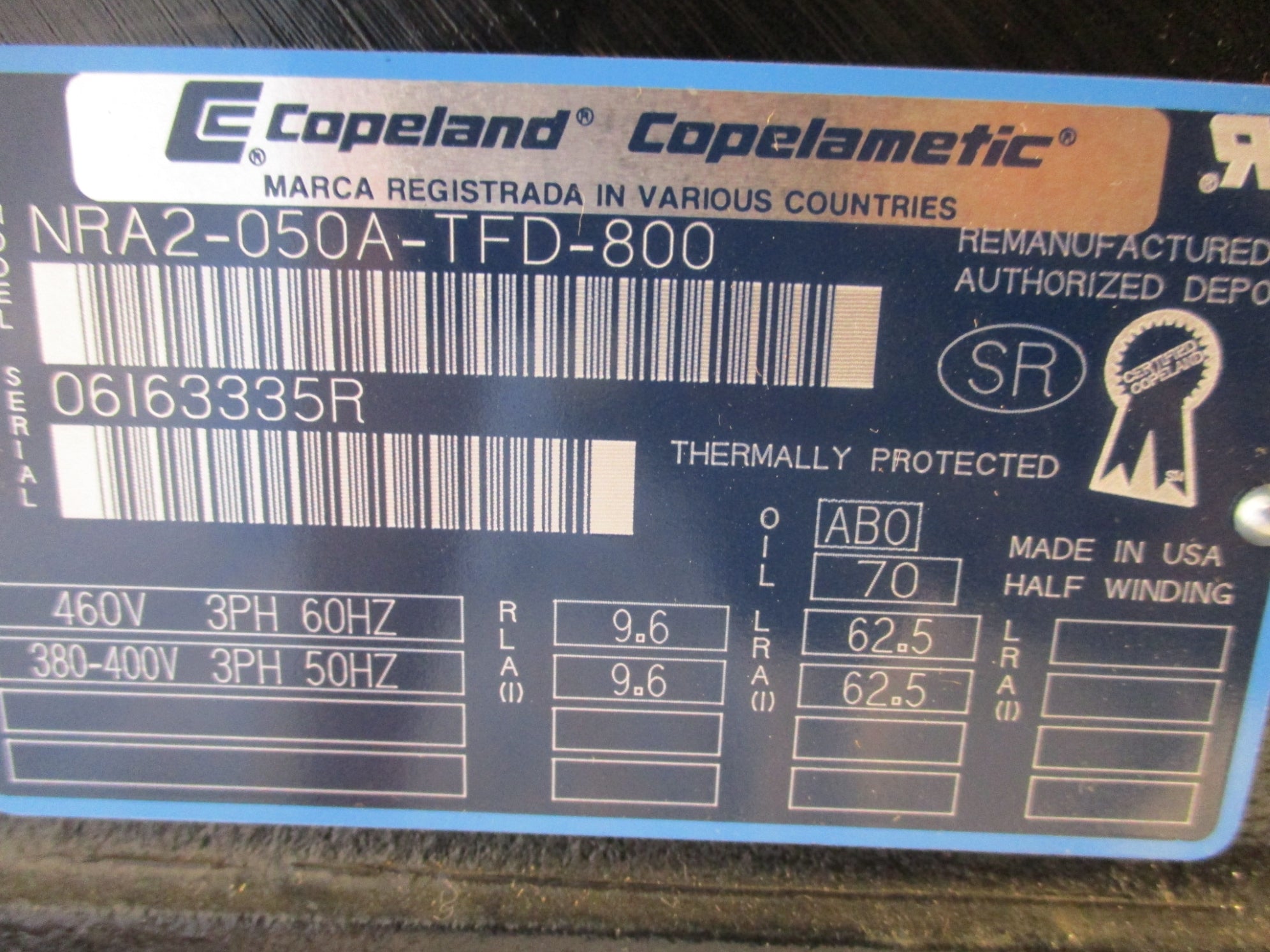 COPELAND NRA2-050A-TFD-800 NSMP