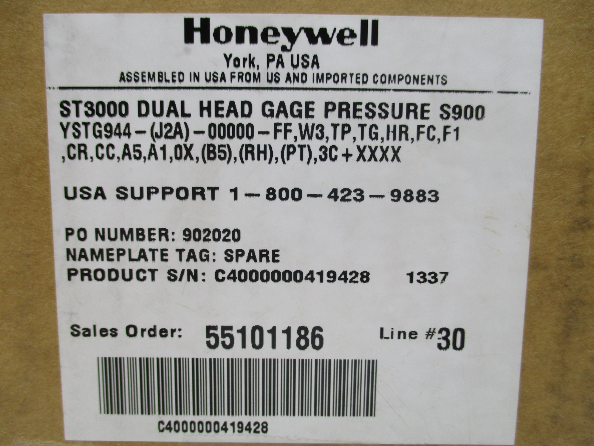 HONEYWELL YSTG944-(J2A)-00000-FF,W3,TP,TG,HR,FC,F1 NSMP