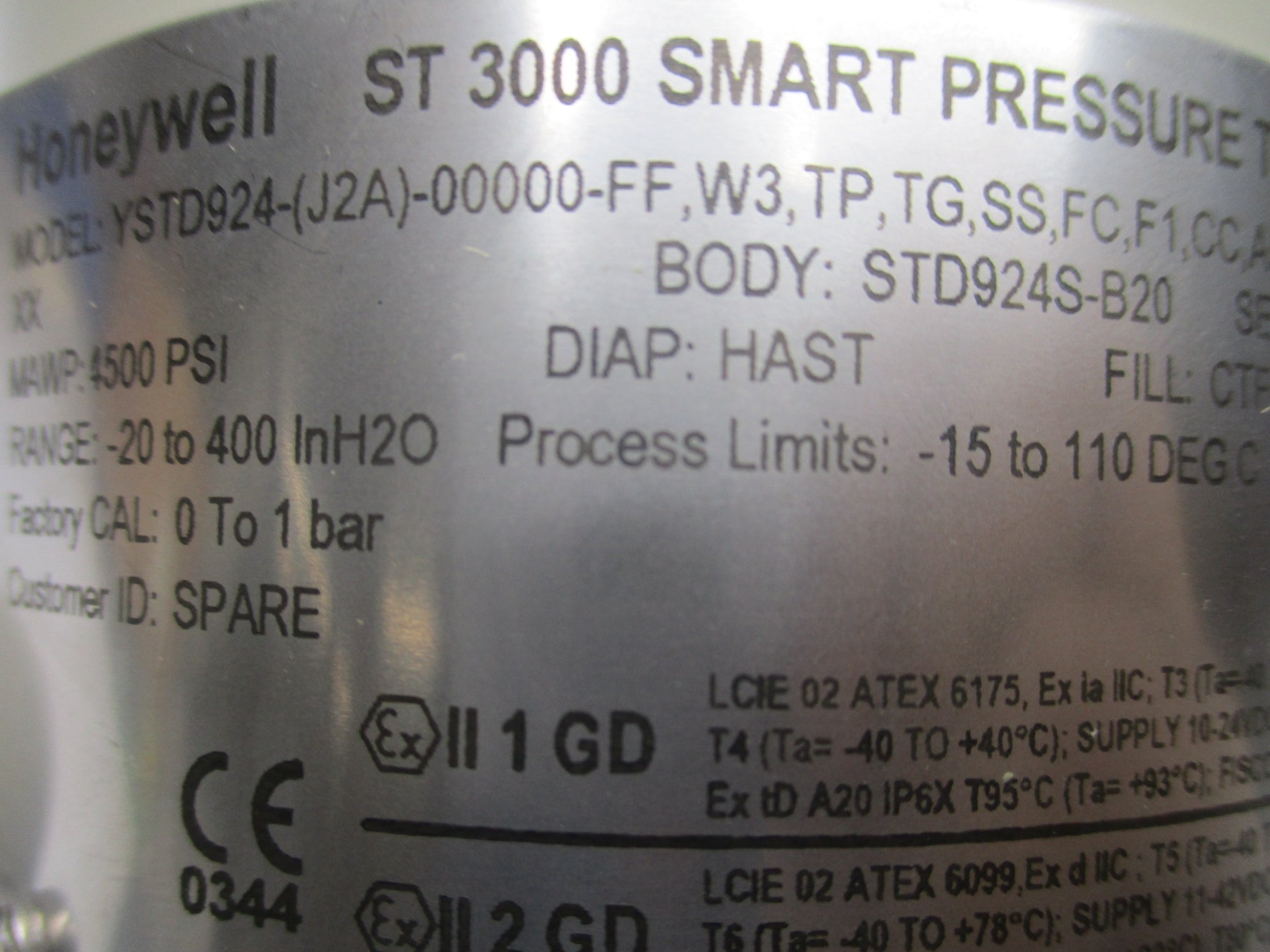 HONEYWELL YSTD924-(J2A)-00000-FF,W3,TP,TG,SS NSMP