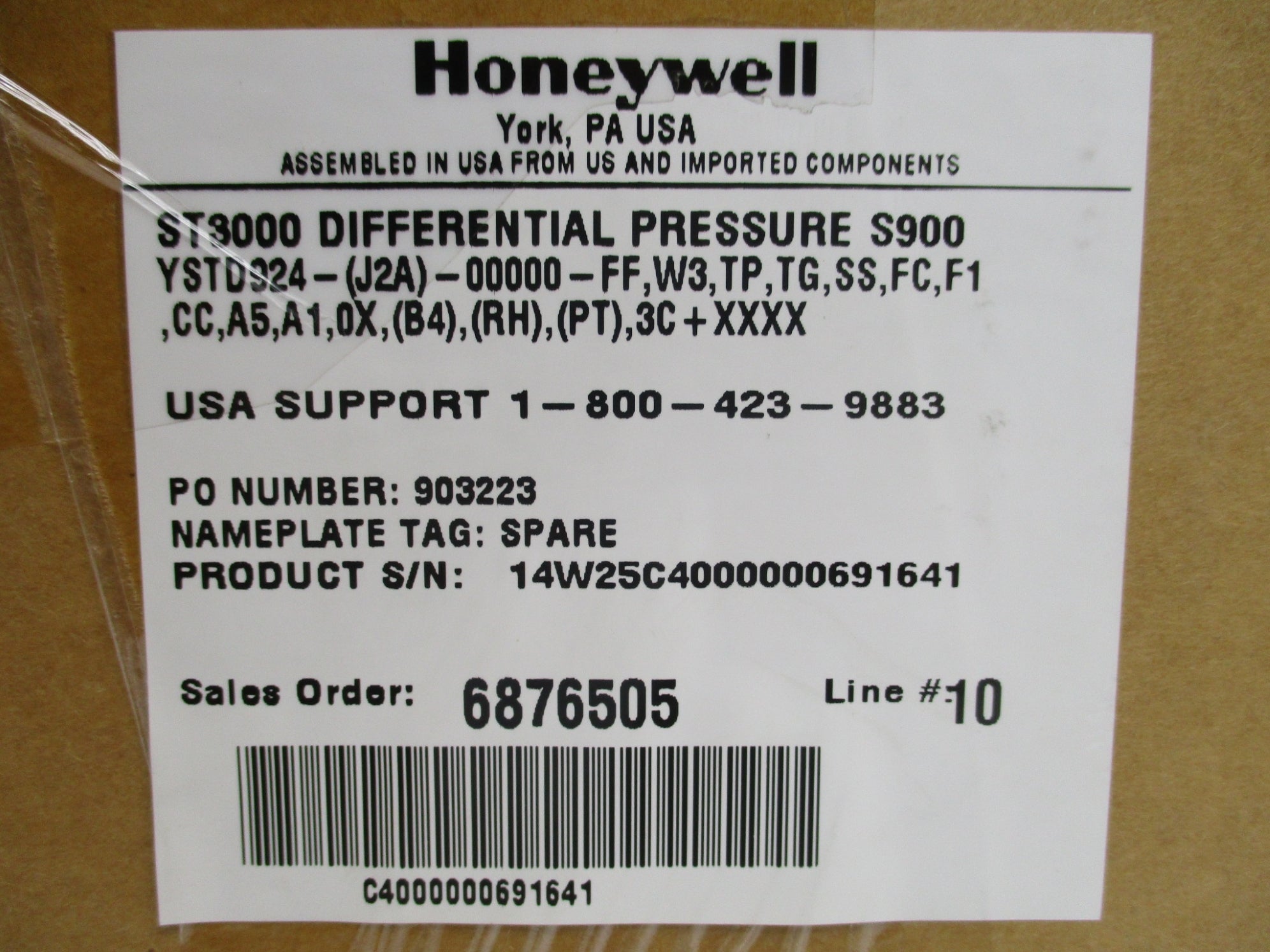 HONEYWELL YSTD924-(J2A)-00000-FF,W3,TP,TG,SS NSMP