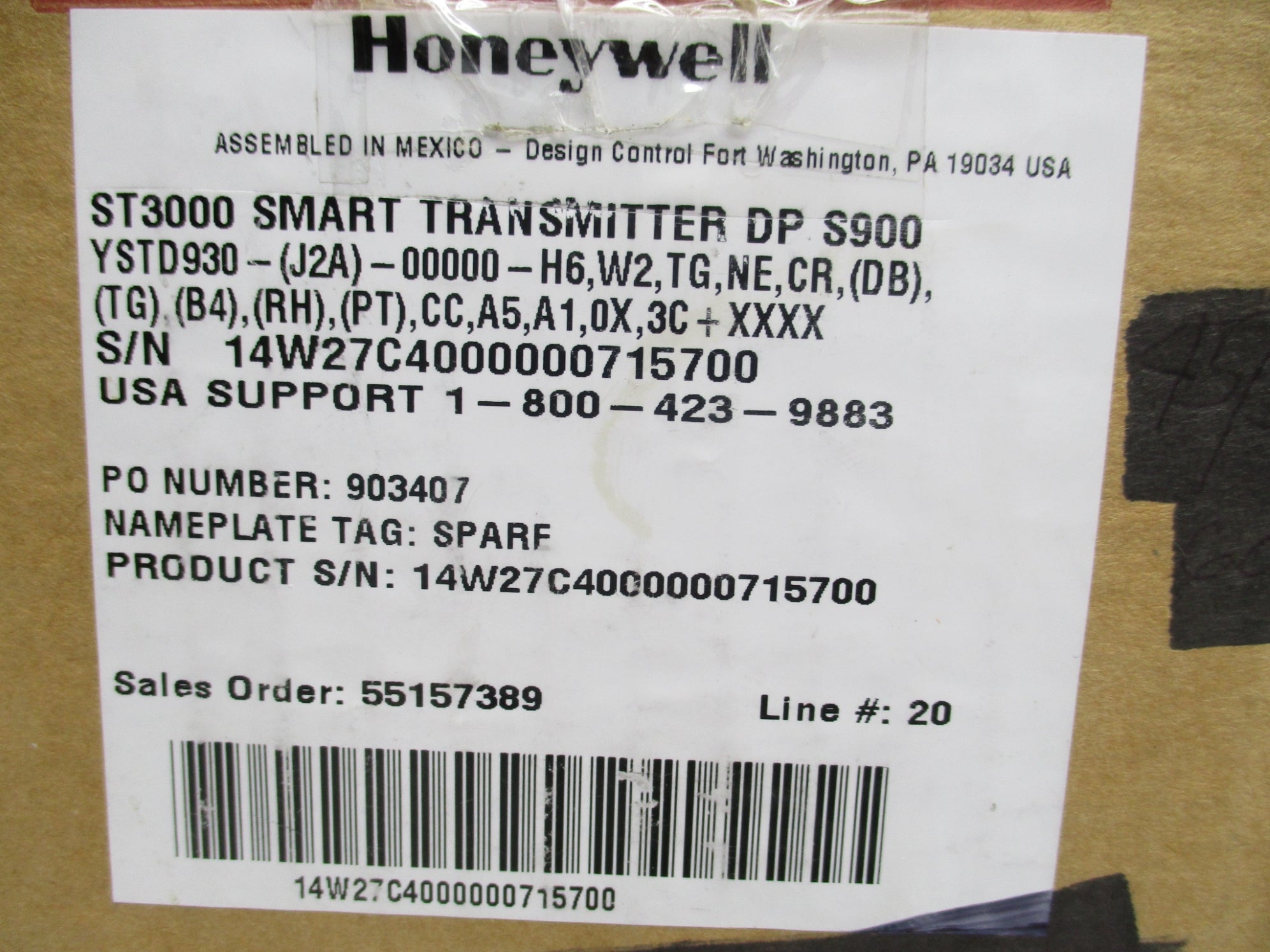 HONEYWELL YSTD930-(J2A)-00000-H6,W2,TG,NE,CR,(DB) NSMP