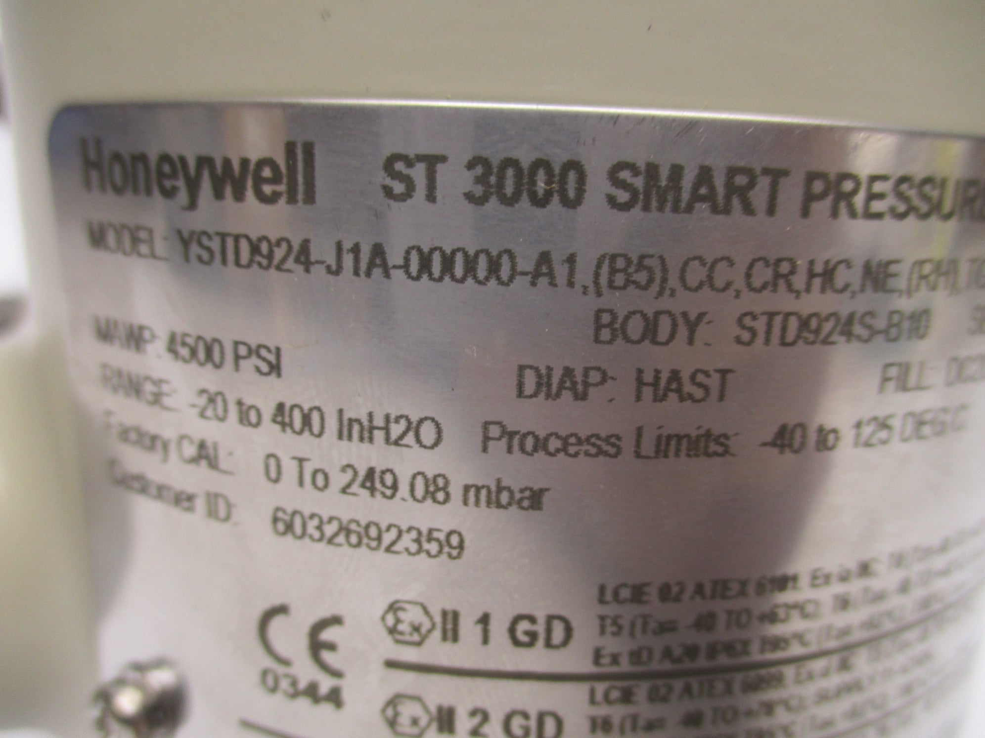 HONEYWELL YSTD924-J1A-00000-A1,(B5),CC,CR,HC,NE,(RH),TG,W2,3H-XXXX NSMP