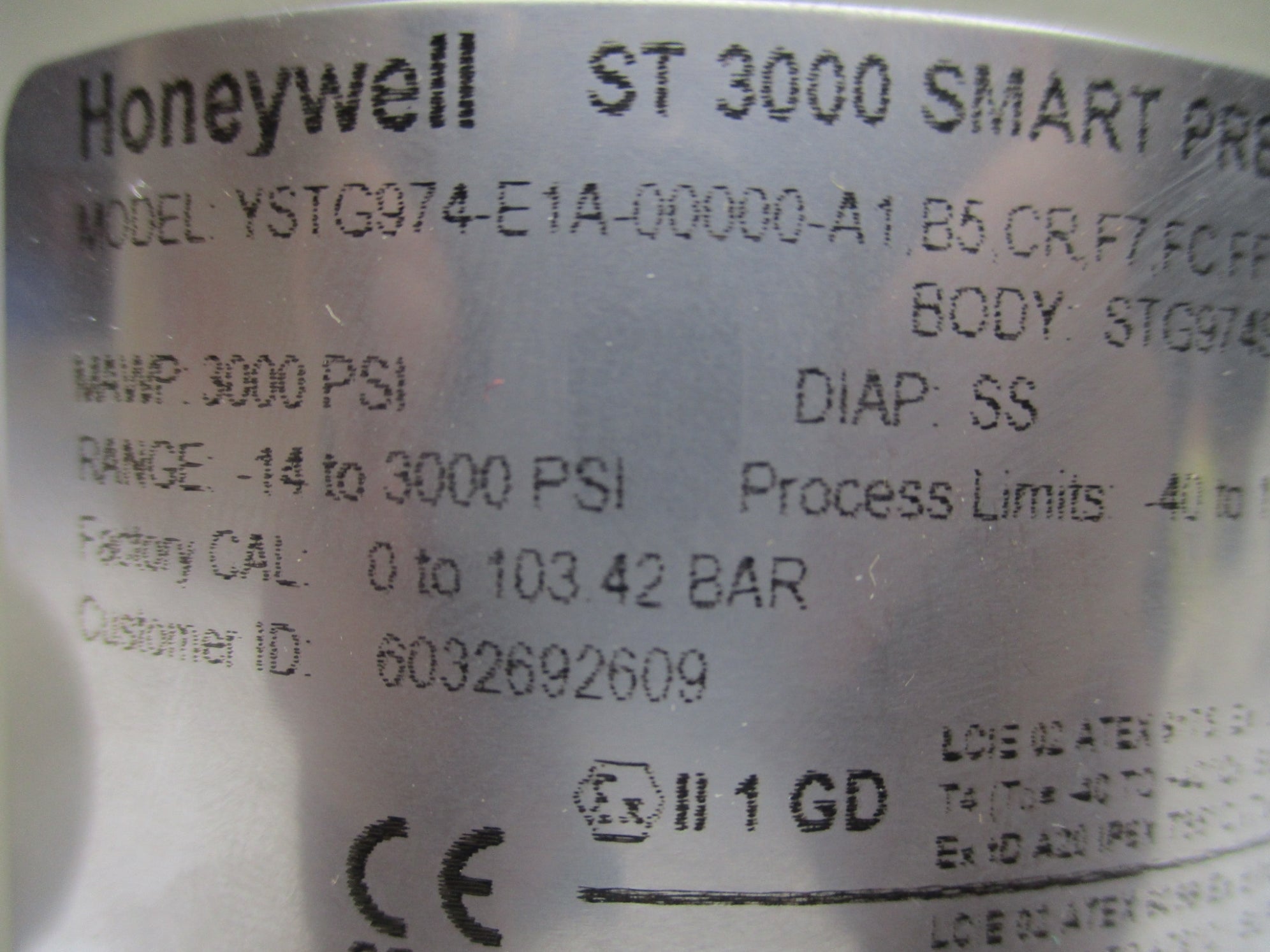 HONEYWELL YSTG974-E1A-00000-A1,B5,CR,F7,FC,FF,HR,(RH),TG,W2,3H-XXXX NSMP