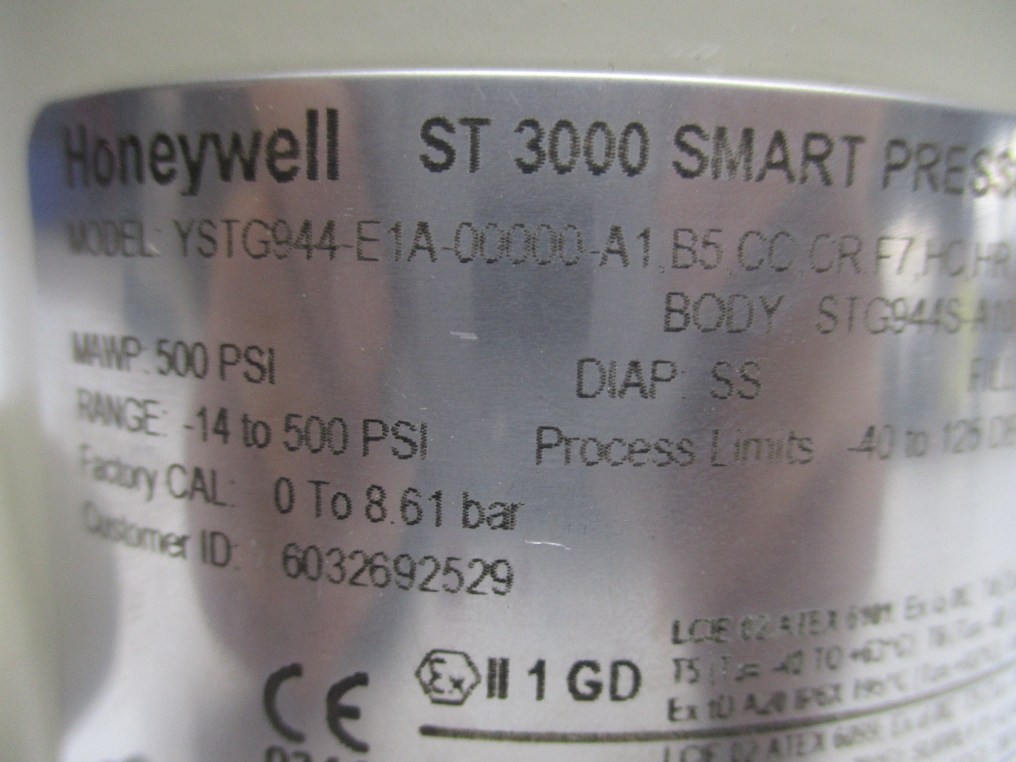 HONEYWELL YSTG944-E1A-00000-A1,B5,CC,CR,F7,HC,HR,NE,(RH),TG,W2,3H-XXXX NSMP
