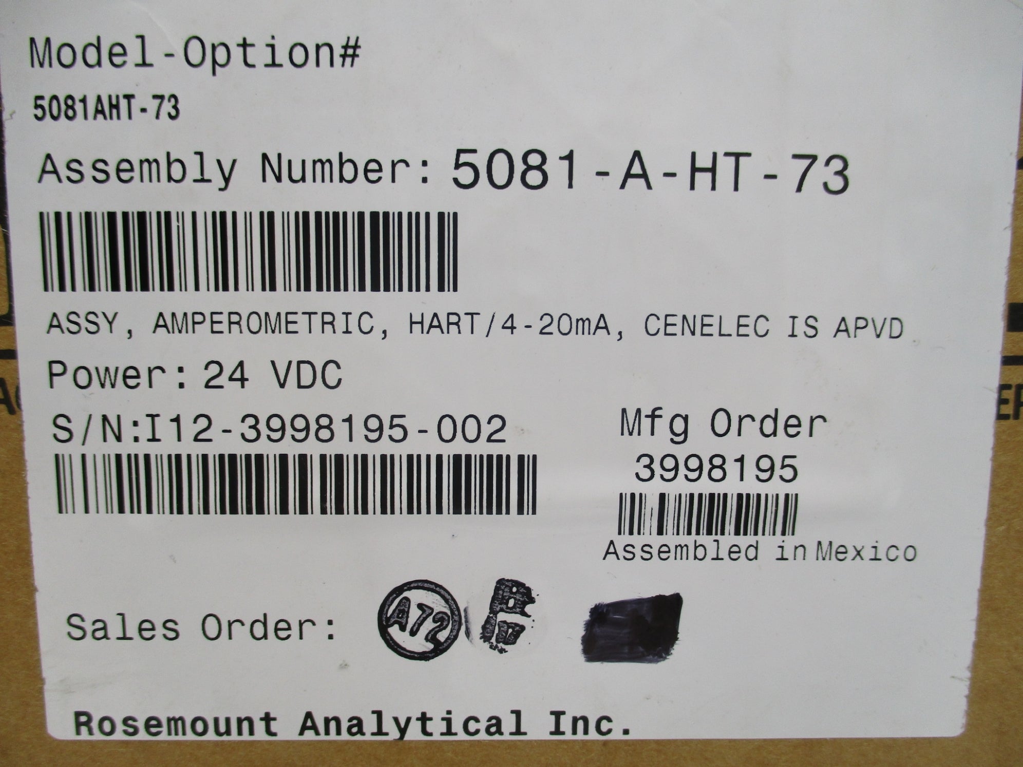 ROSEMOUNT 5081-A-HT-73 NSFS