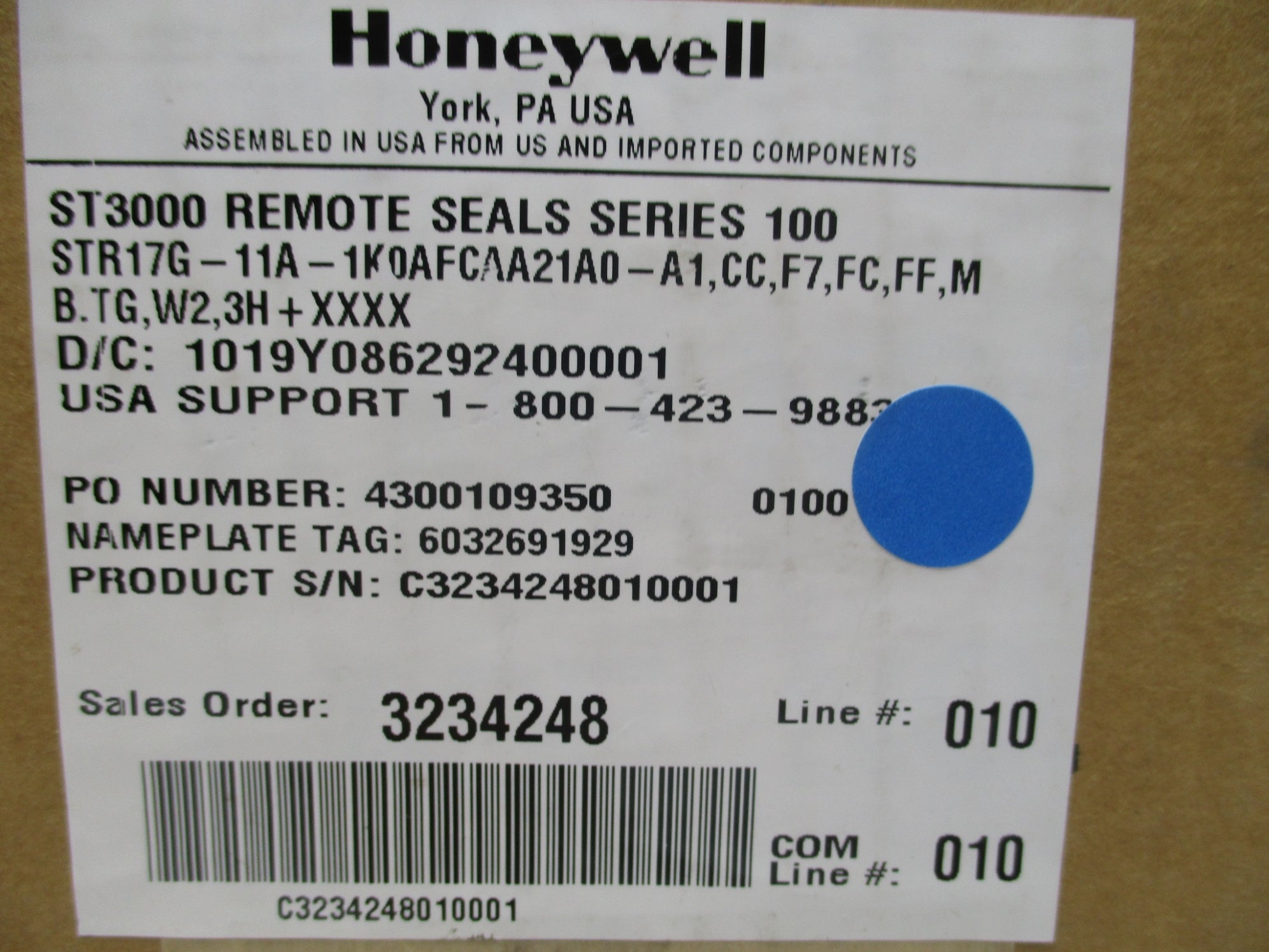 HONEYWELL STR17G-11A-1K0AFCAA21A0-A1,CC,F7,FC,FF,MB,TG,W2,3H-XXXX NSMP