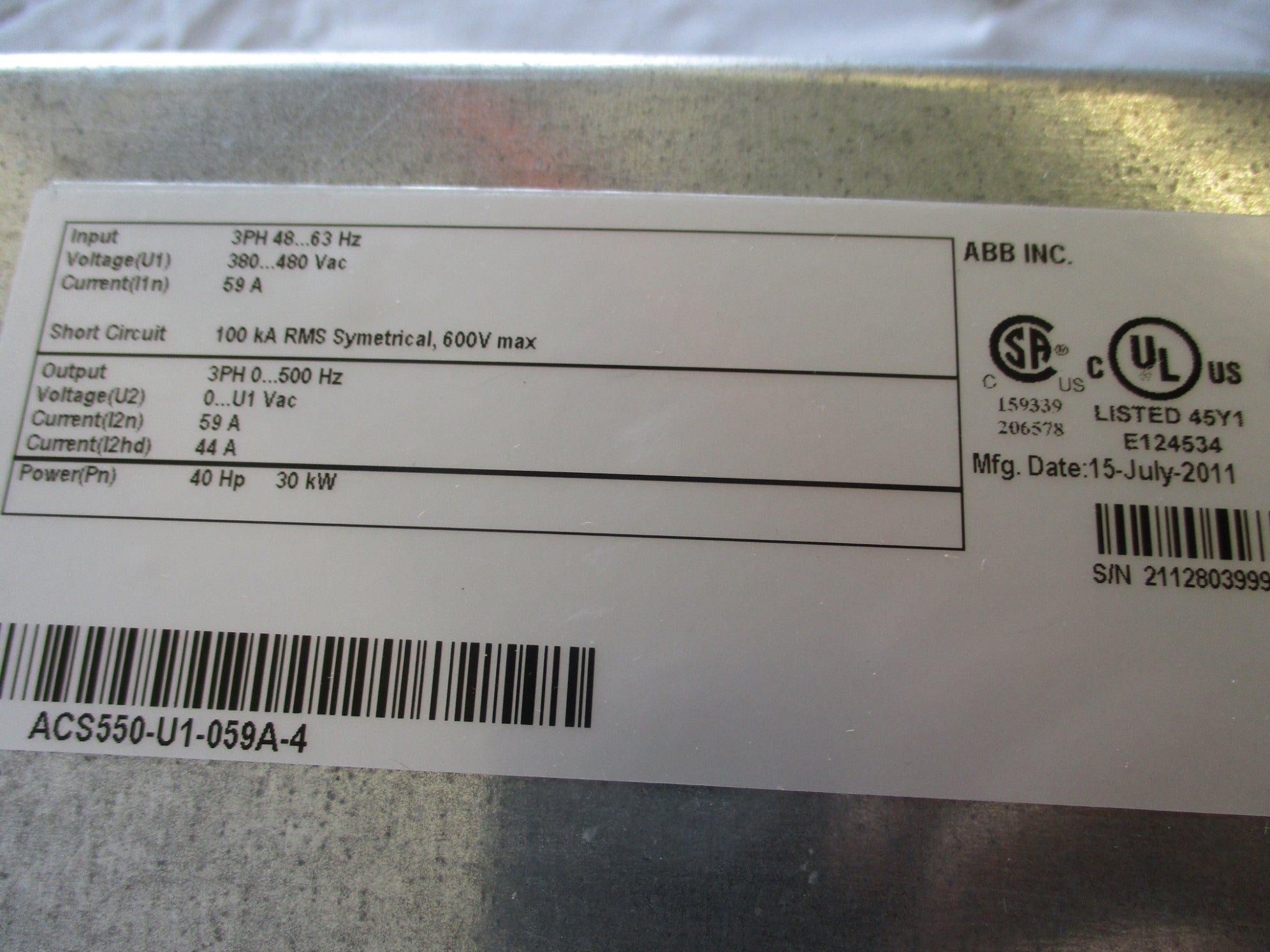 ABB ACS550-U1-059A-4 NSMP