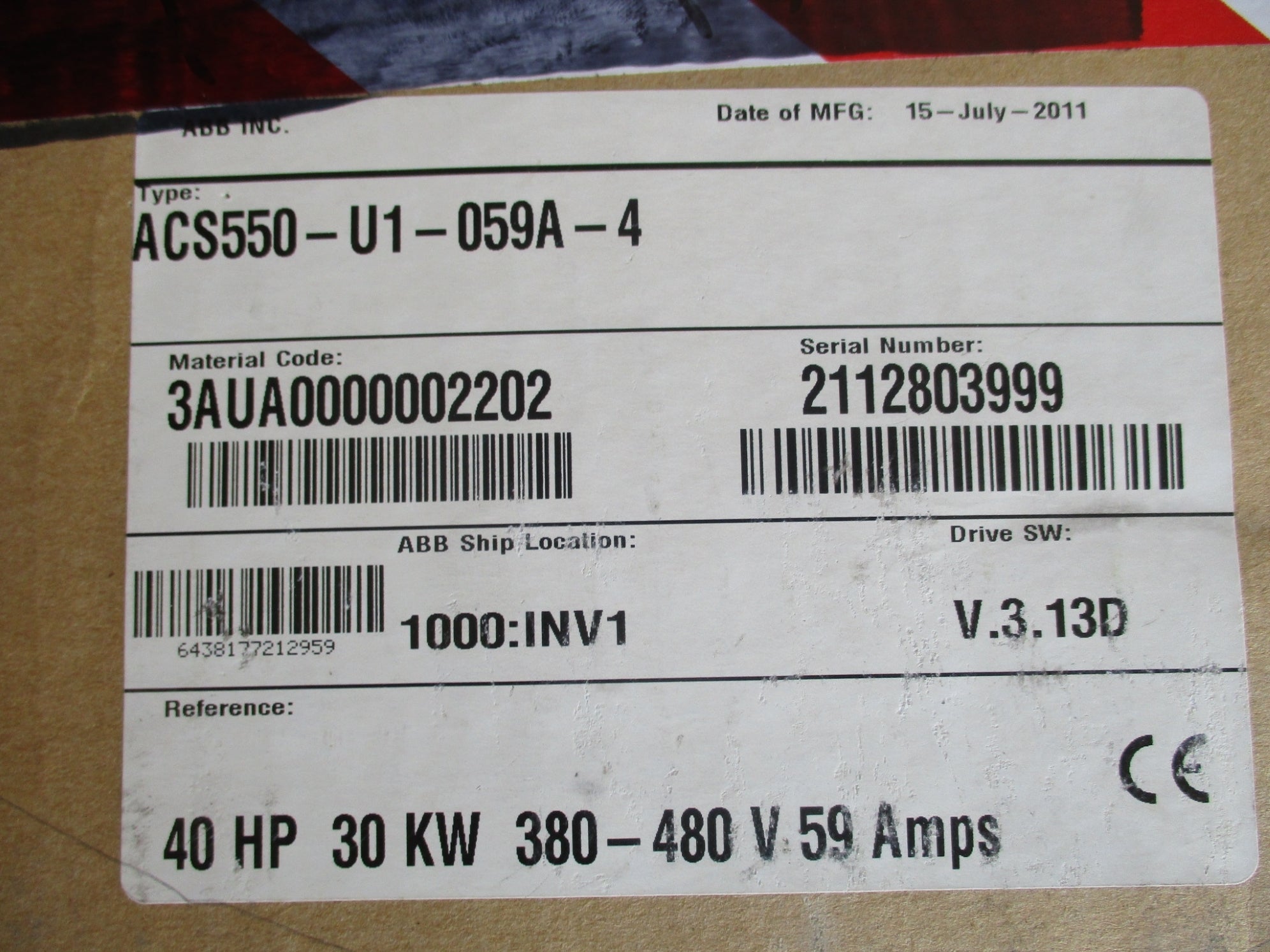 ABB ACS550-U1-059A-4 NSMP