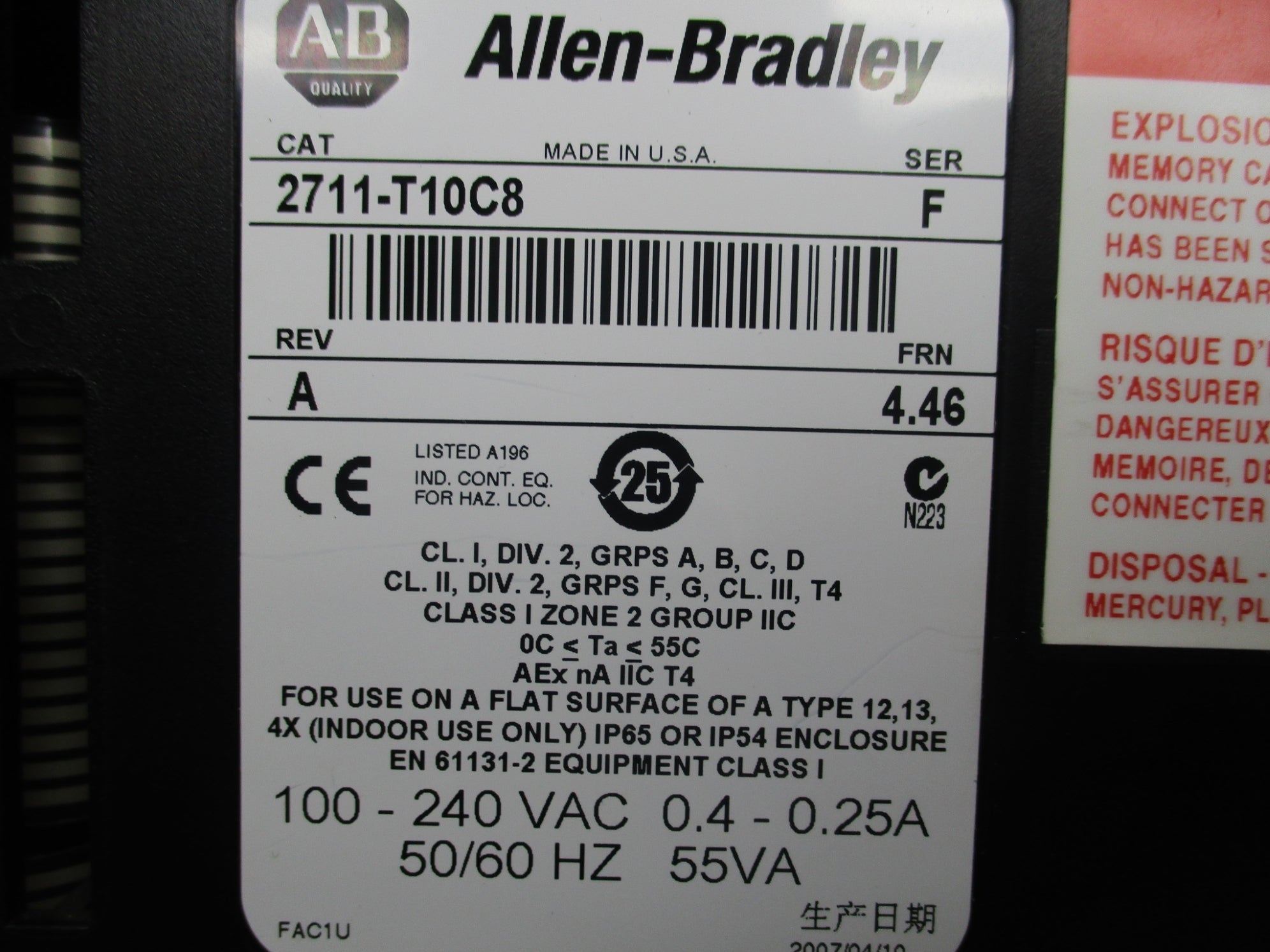 INDUSTRIAL SPARE PART 2711-T10C8 SER. F F/W 4.46 UNMP