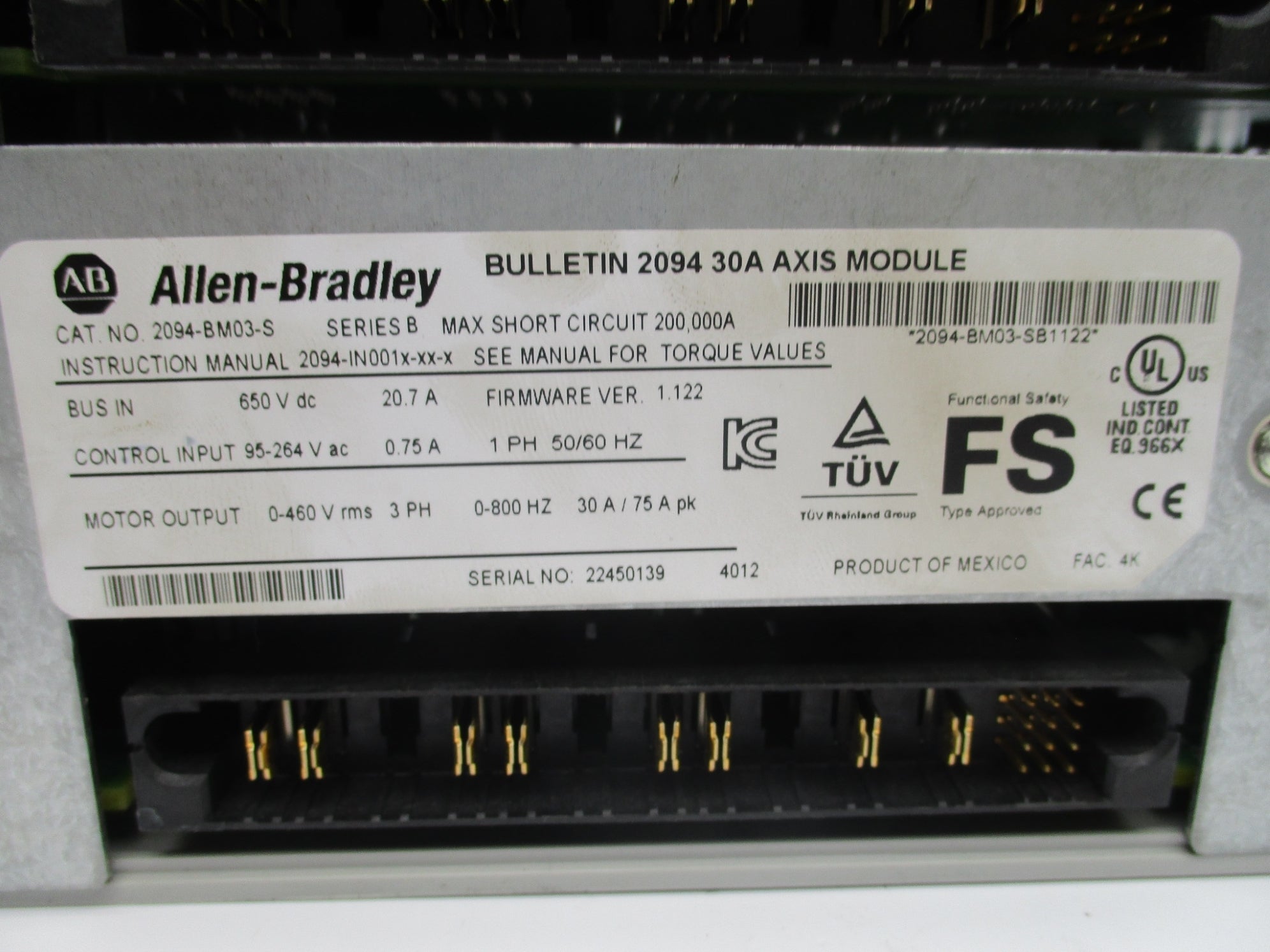 ALLEN BRADLEY 2094-BM03-S SER. B F/W 1.122 (AS PICTURED) NSNP