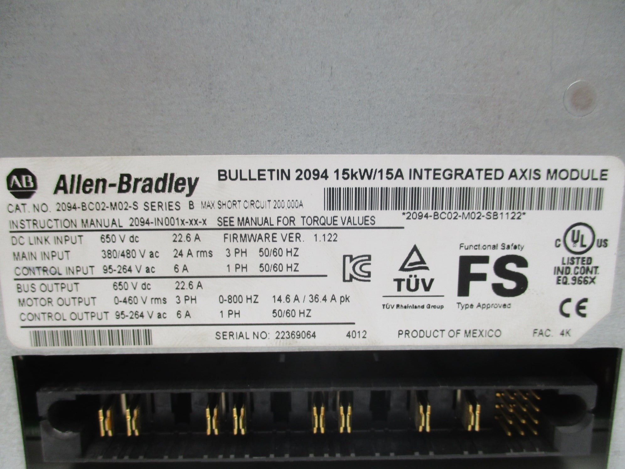 ALLEN BRADLEY 2094-BC02-M02-S SER. B F/W 1.122 NSNP