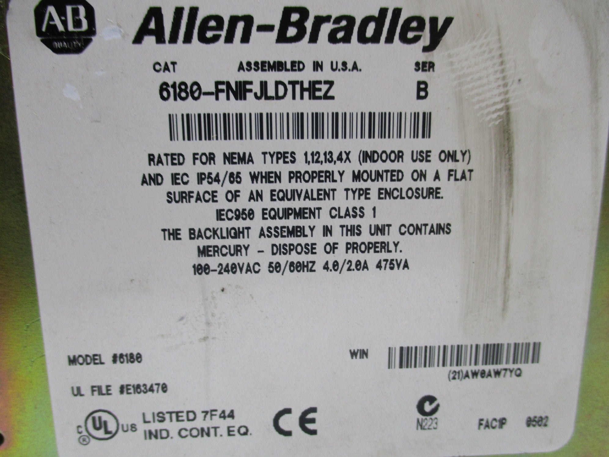 INDUSTRIAL SPARE PART 6180-FNIFJLDTHEZ SER. B (AS PICTURED) UNMP