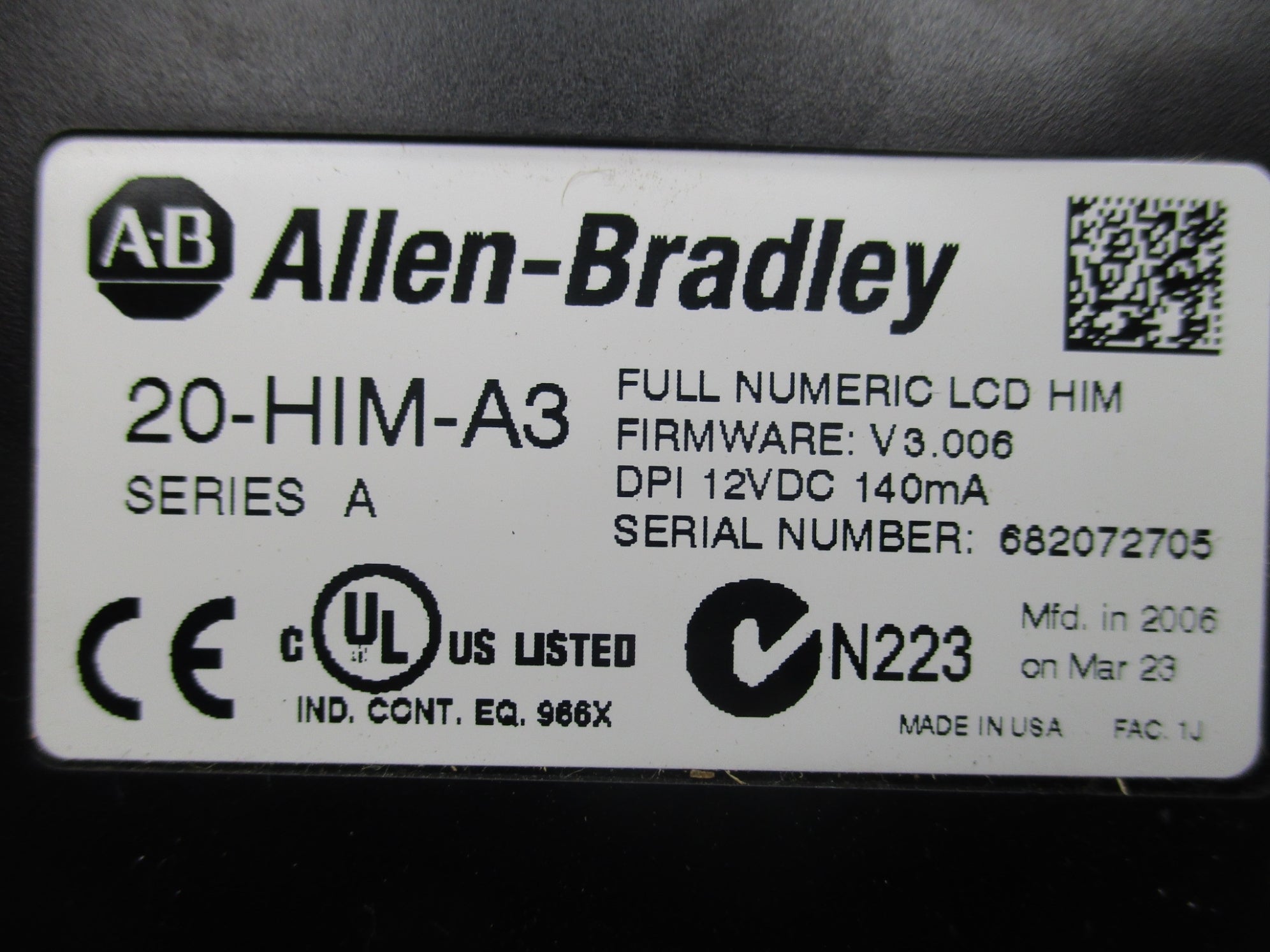 ALLEN BRADLEY 20AD022A0AYNANNN SER. A F/W 2.008 UNMP
