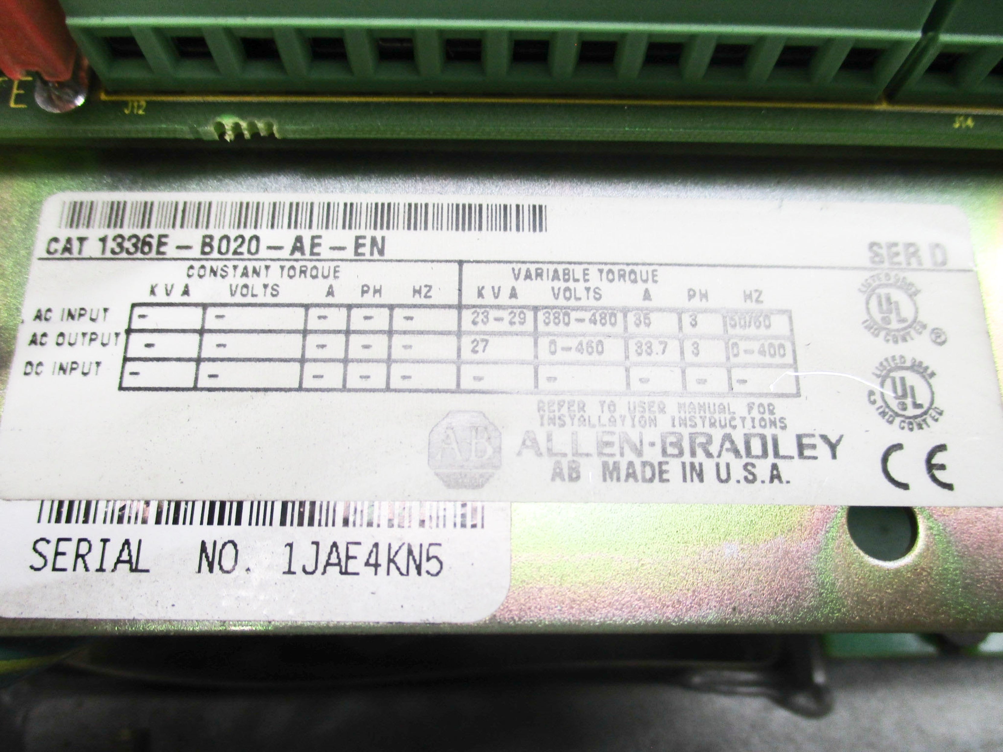 ALLEN BRADLEY 1336E-B020-AE-EN SER. D (AS PICTURED) UNMP