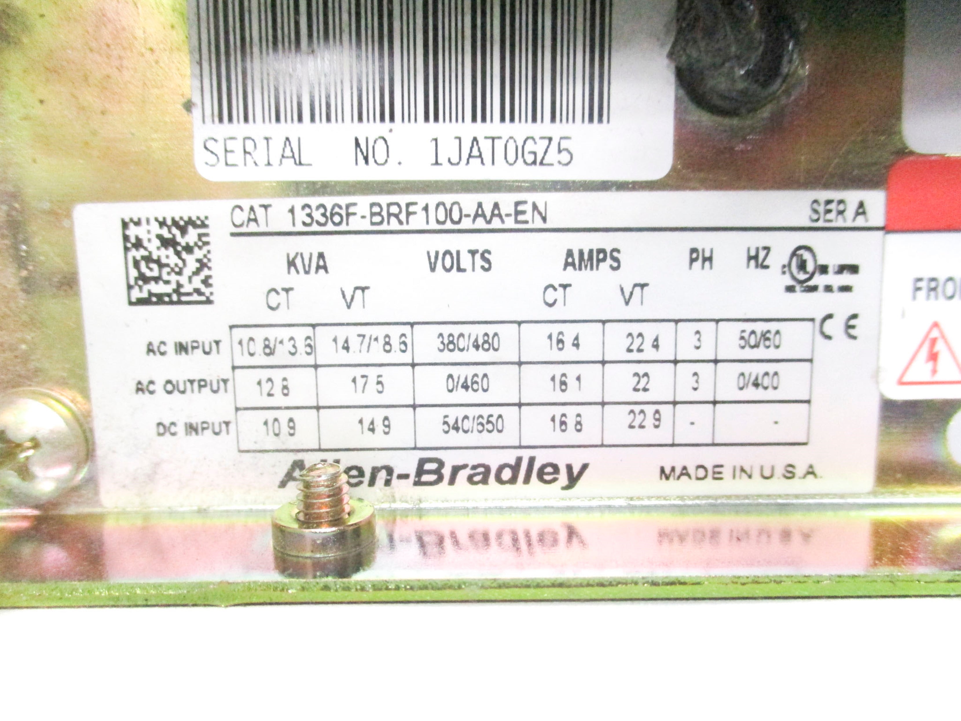 ALLEN  BRADLEY 1336F-BRF100-AA-EN SER. A (AS PICTURED) UNMP