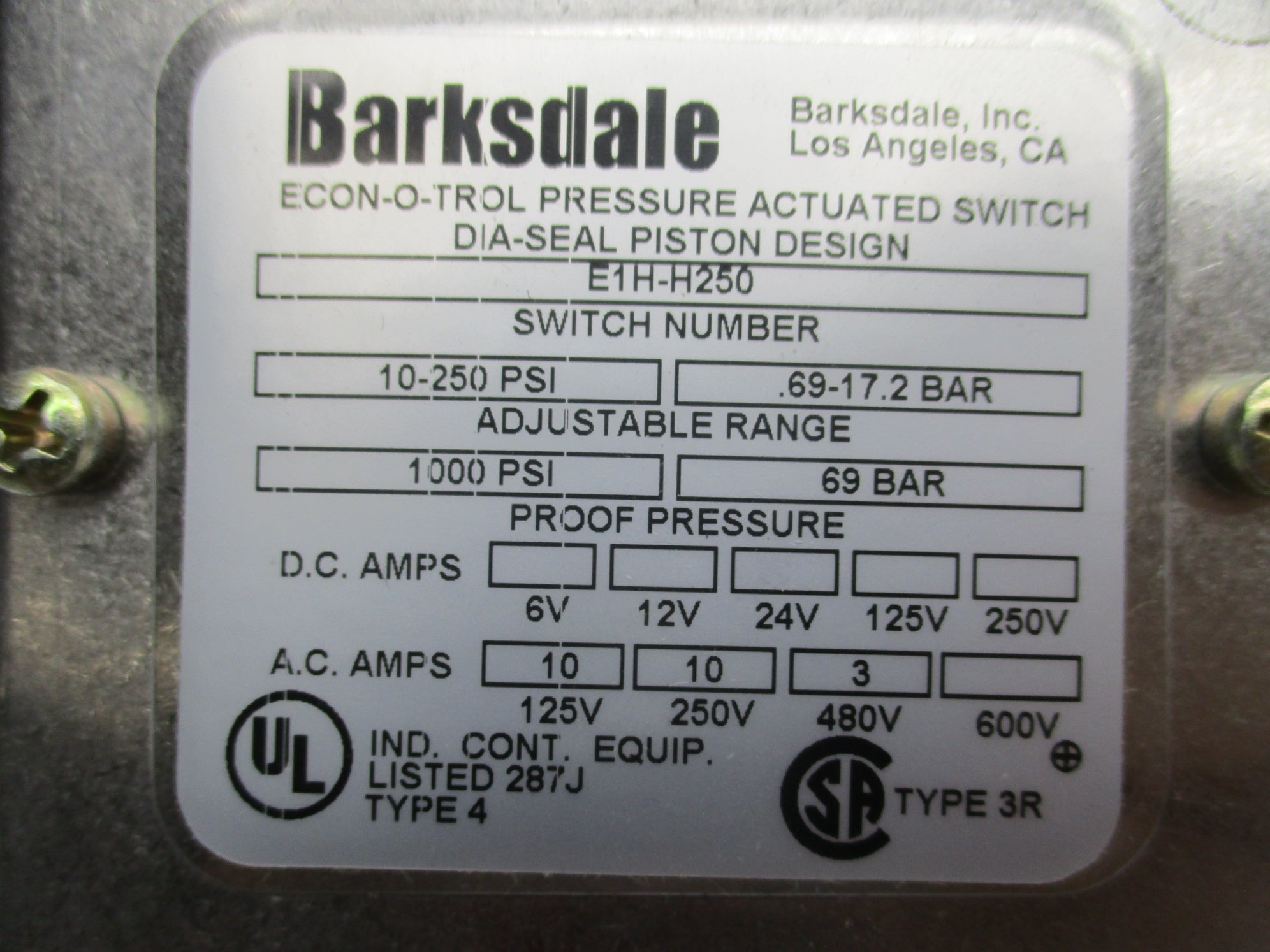 BARKSDALE E1H-H250 NSMP