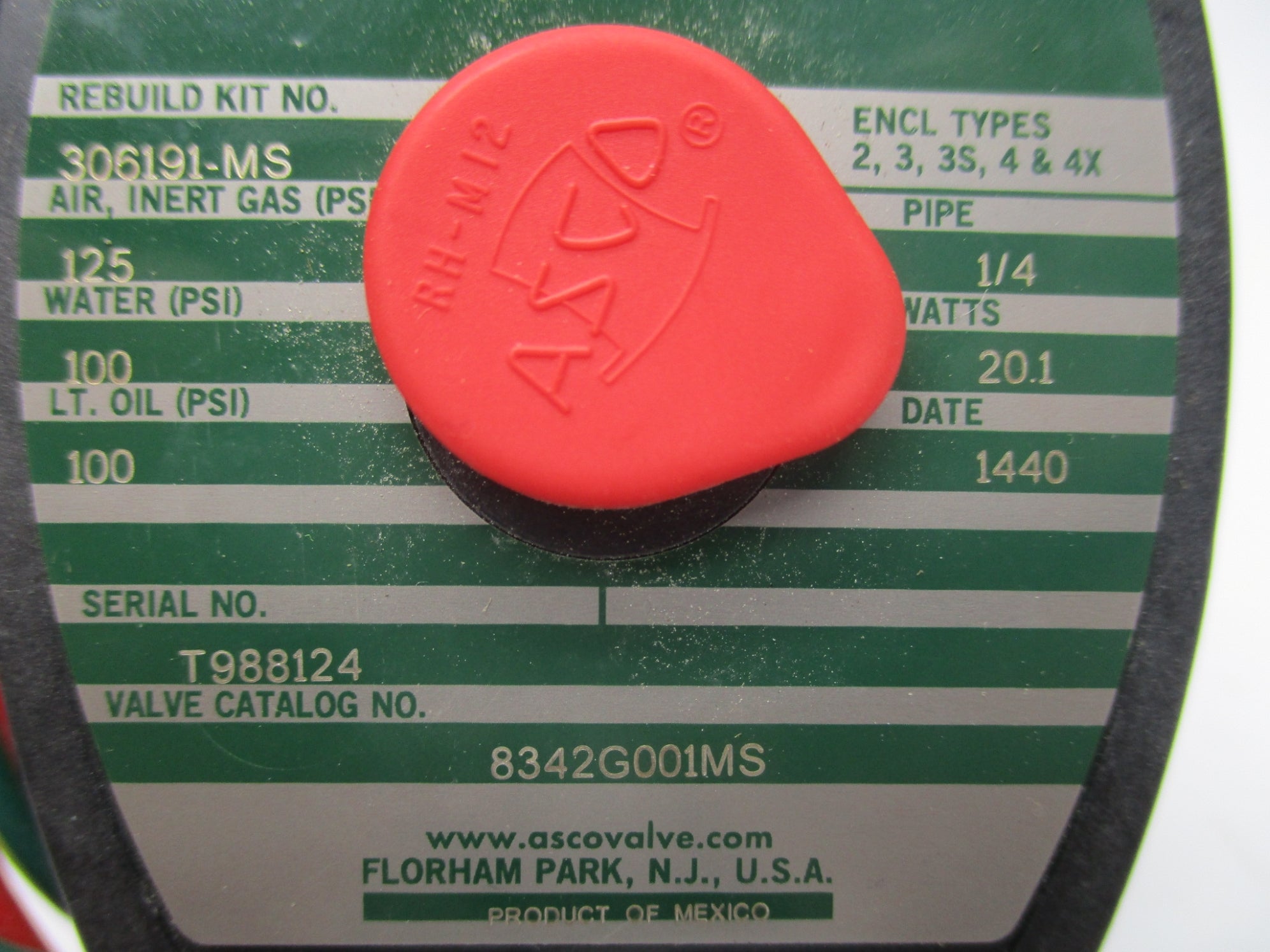 ASCO 8342G001MS 120V 100PSI 1/4" NSMP