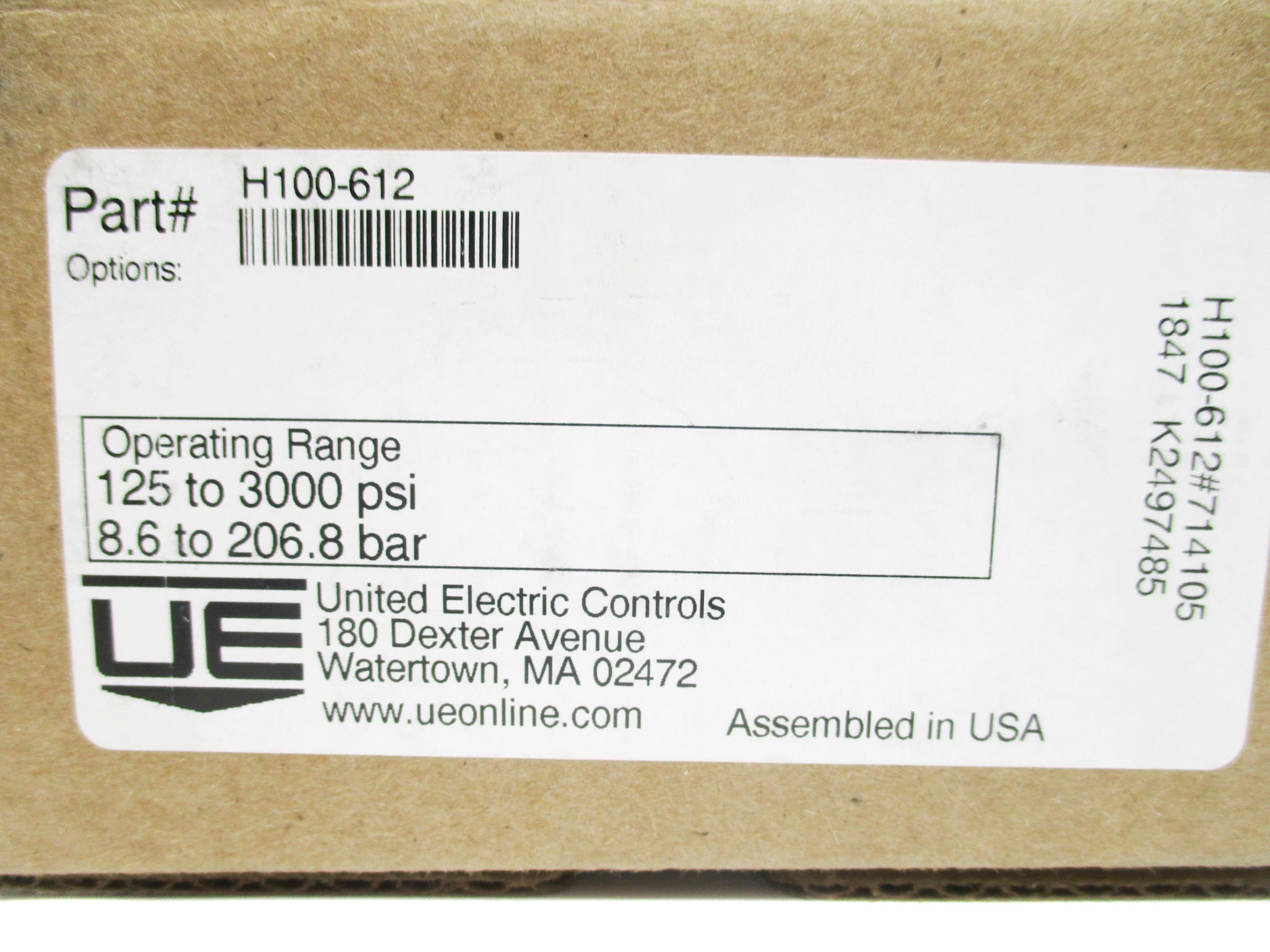 UNITED ELECTRIC CONTROL H100-612 NSMP