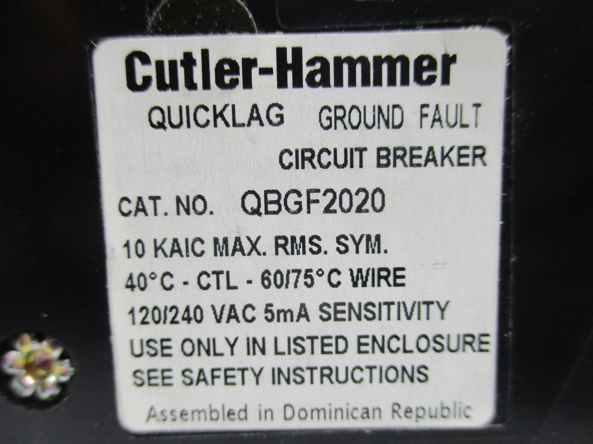 CUTLER HAMMER QBGF2020 120/240VAC 20A NSMP
