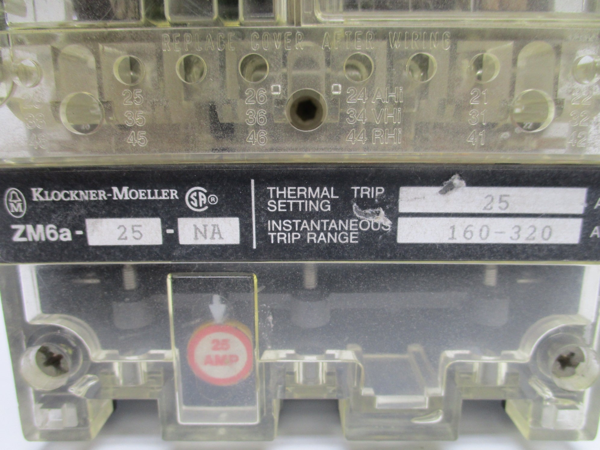 KLOCKNER MOELLER NZM6B-63/ZM6A-25-NA 25A, 600VAC UNMP
