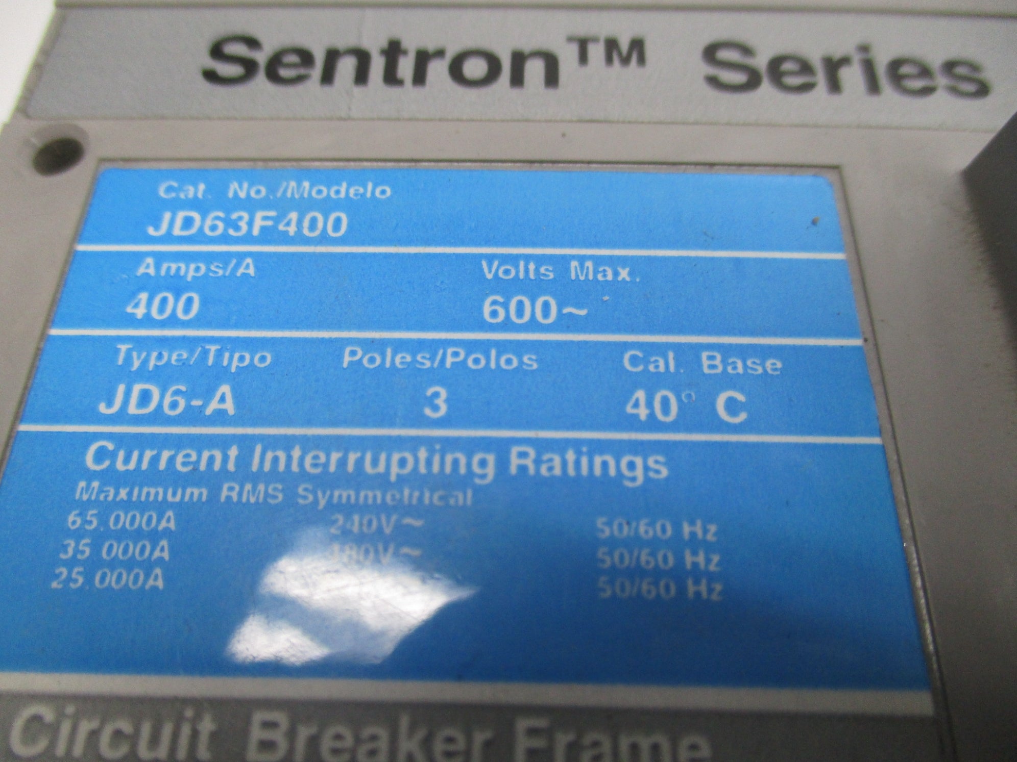 SIEMENS JD63F400 400A 600V (AS PICTURED) NSNP