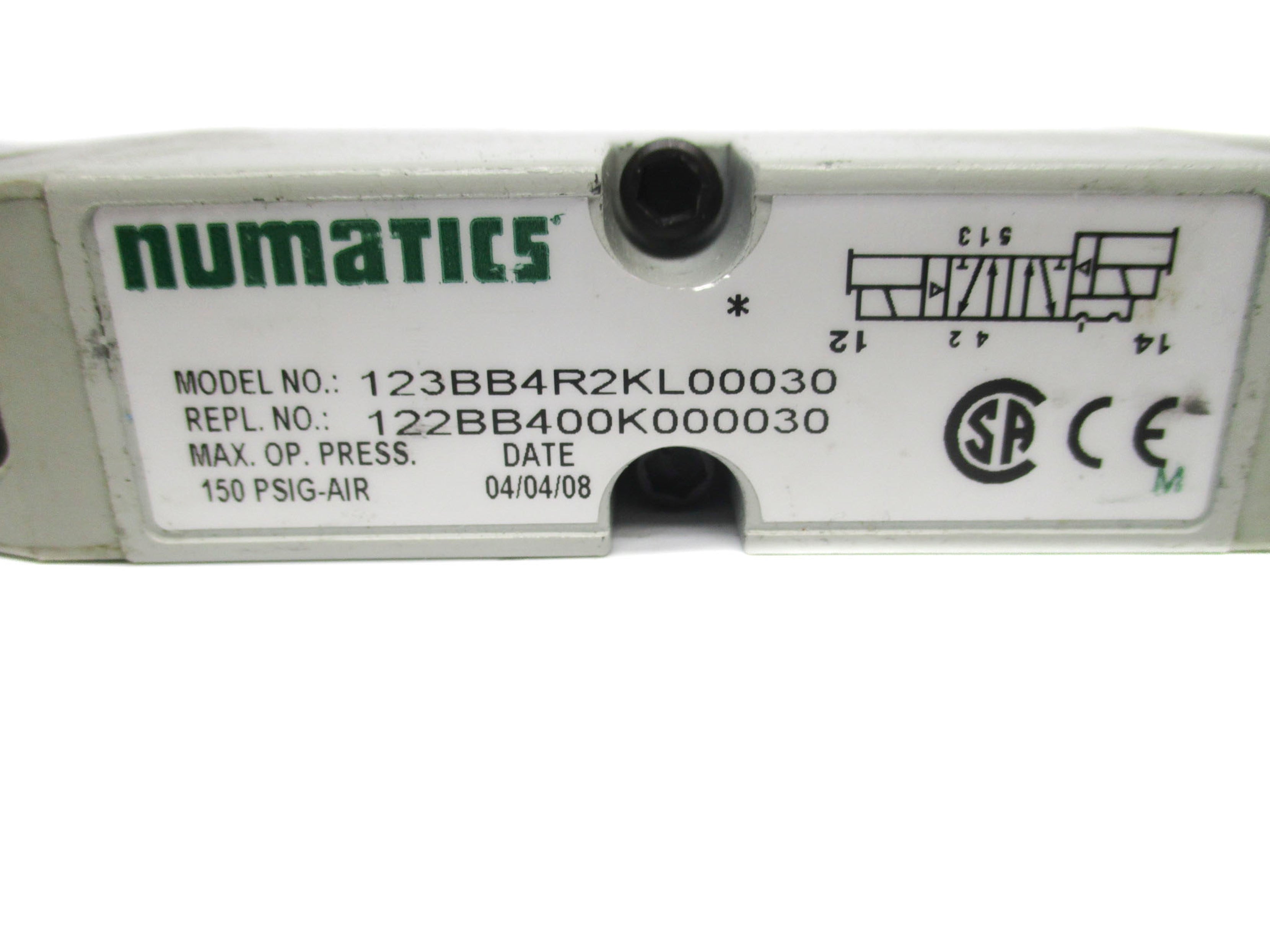 NUMATIC 123BB4R2KL00030  110-120/50-60 150PSI NSNP